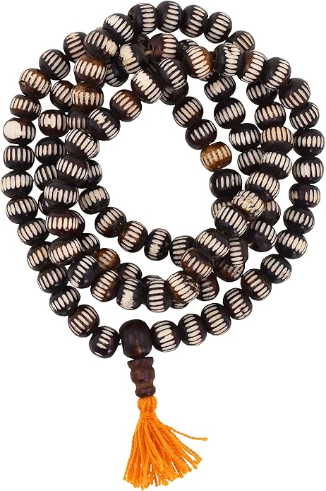 Mandala Crafts 108 Tibetan Buddhist Prayer Beads for Men Women - Yak Bone Mala Beads Necklace for Mala Meditation Beads Yoga Beads