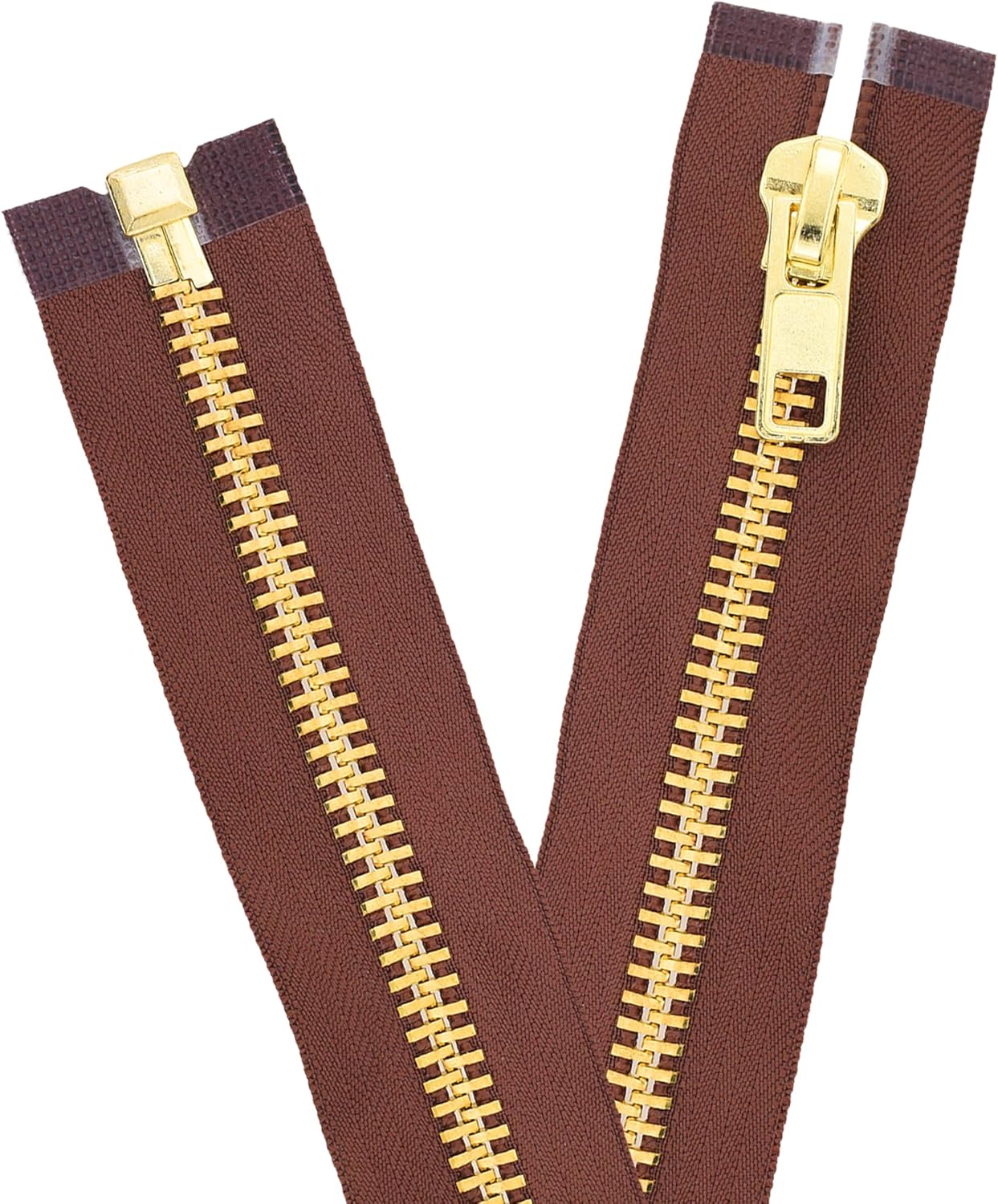 Brown Heavy Duty Zippers - #10 Brown Metal Zippers for Sewing - Gold Zipper Separating Zipper for Jacket Zippers Coat Zipper Upholstery Zippers