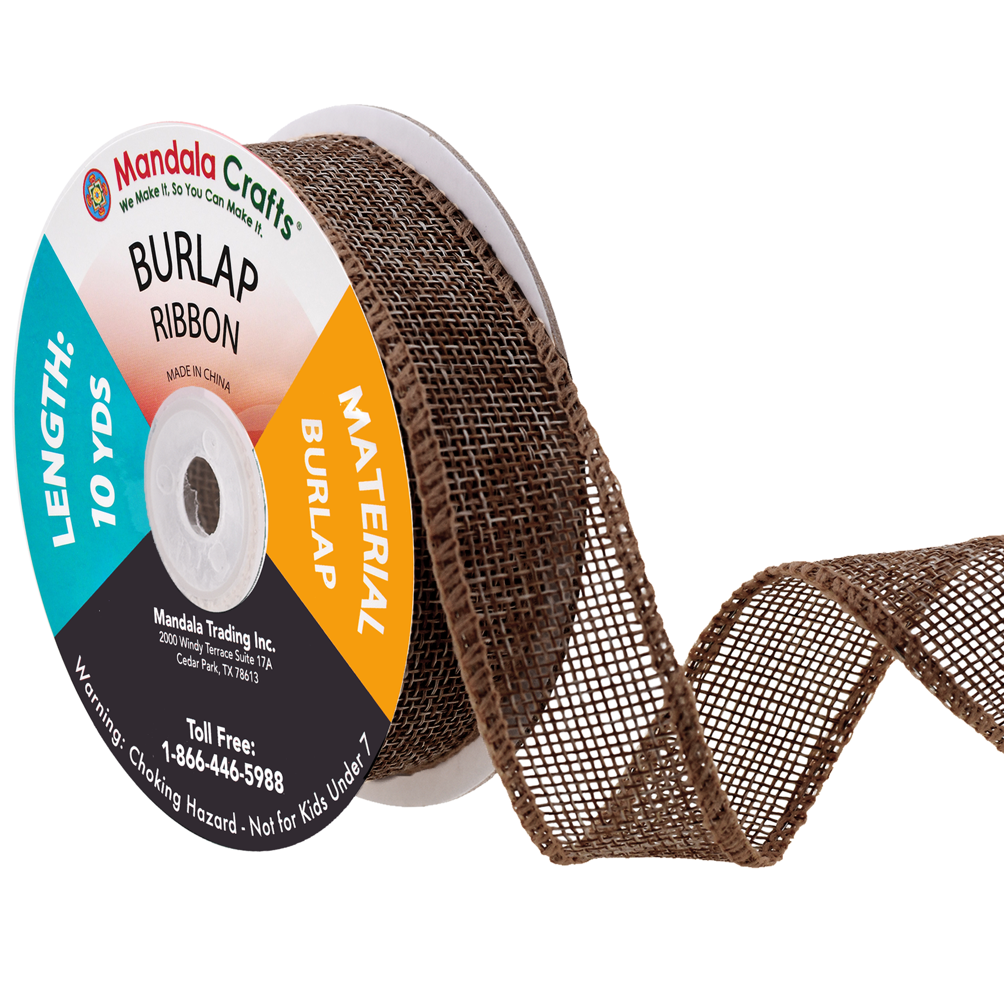Burlap Ribbon Unwired Rustic Jute Ribbon for Crafts, Mason Jars, Weddings, Party Decoration; by Mandala Crafts