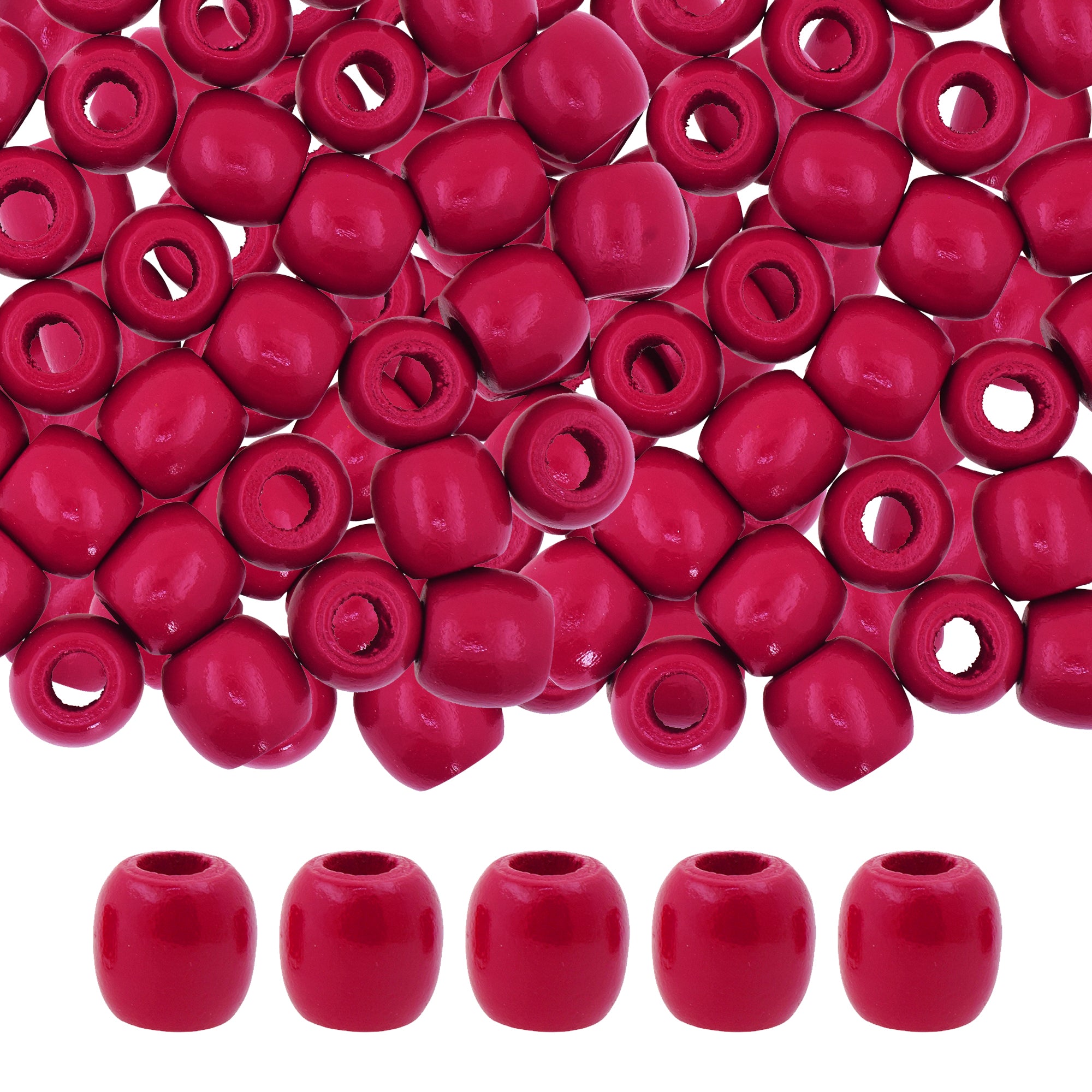 Mandala Crafts Natural Wooden Beads for Crafts Loose Large Hole Wood Beads for Macrame Beads Jewelry Making - Barrel Wood Beads for Hair Beads Braid Dreadlock 17mm 200 PCs