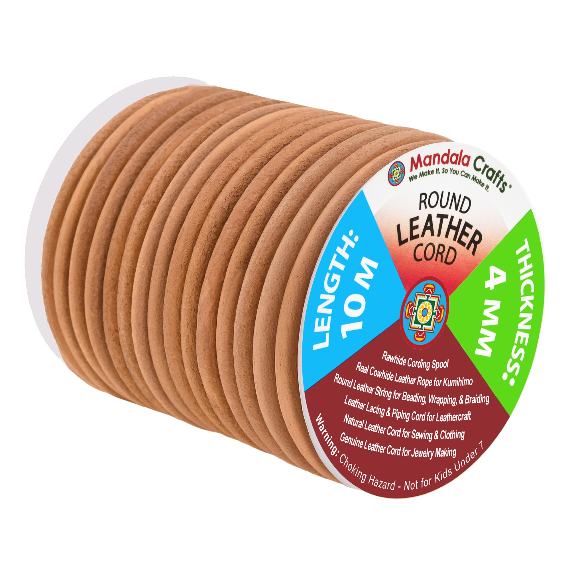 Round Cowhide Genuine Leather String Cord, Natural Rawhide Rope for Jewelry Making, Kumihimo Braiding, Shoelaces