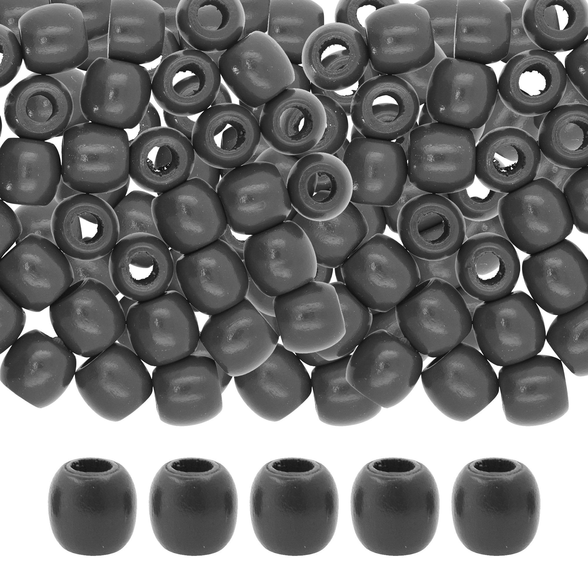 Mandala Crafts Natural Wooden Beads for Crafts Loose Large Hole Wood Beads for Macrame Beads Jewelry Making - Barrel Wood Beads for Hair Beads Braid Dreadlock 17mm 200 PCs