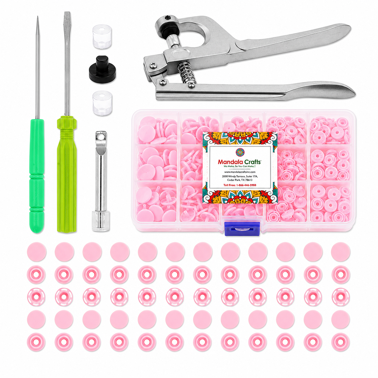Mandala Crafts Plastic Snaps for Clothing - No-Sew Plastic Snap Buttons - Snap Button Kit - Snap Fastener Kit with Tools for Fabric Sewing Clothes