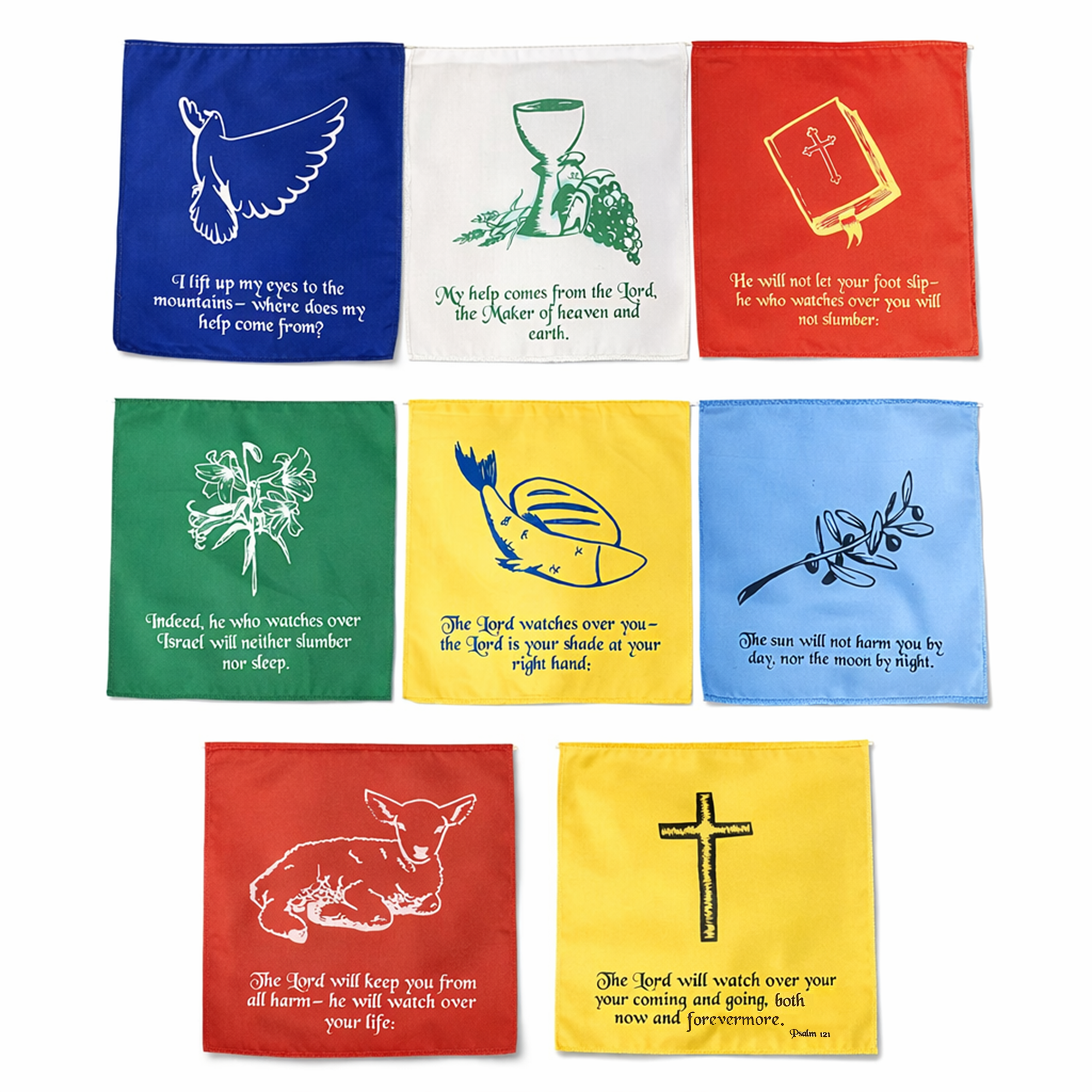 Christian Flag Church Decoration Bible Psalm 121 Faith Banner Worship Prayer Flags for Nursery Wall Wedding Bulletin Board Garden Décor