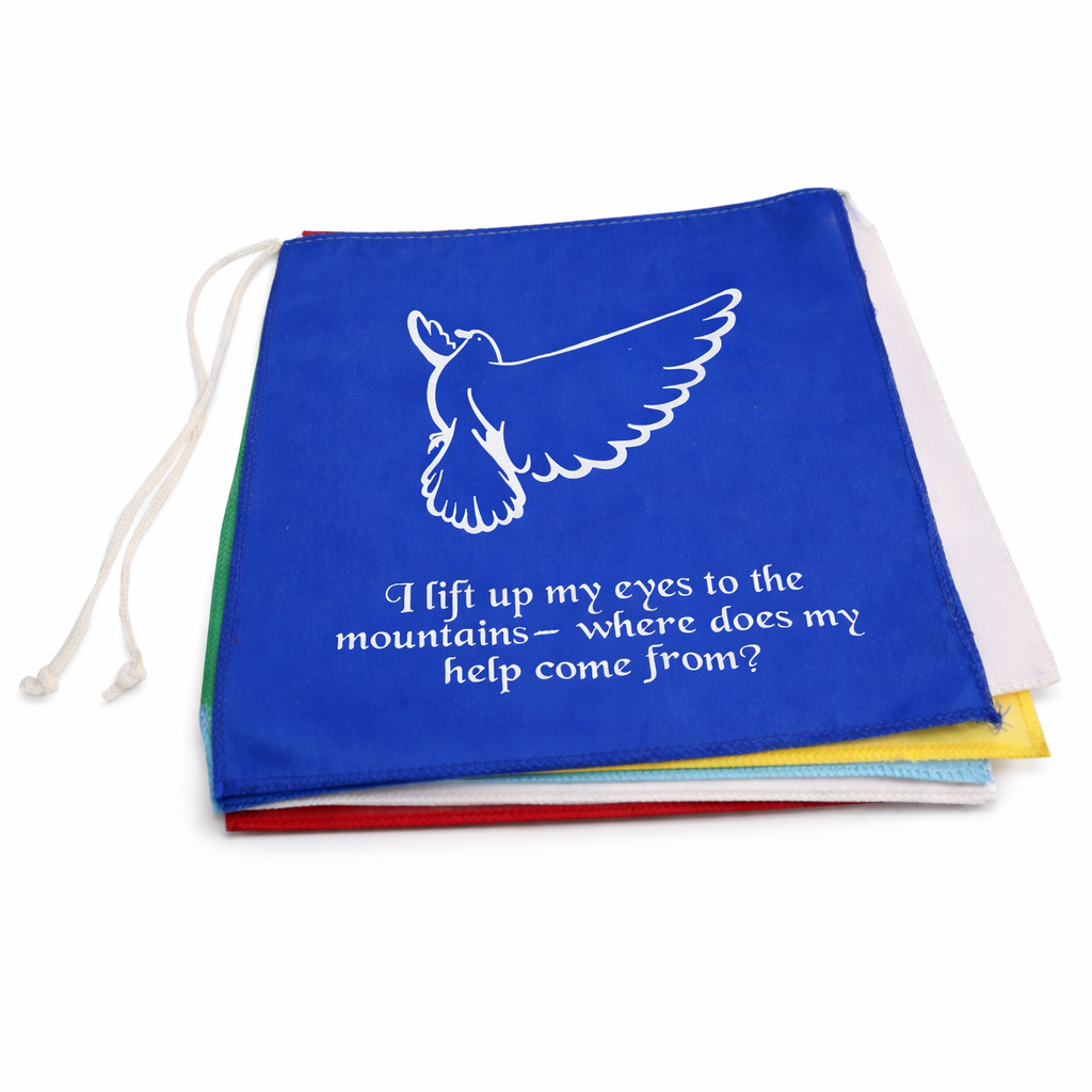 Christian Flag Church Decoration Bible Psalm 121 Faith Banner Worship Prayer Flags for Nursery Wall Wedding Bulletin Board Garden Décor