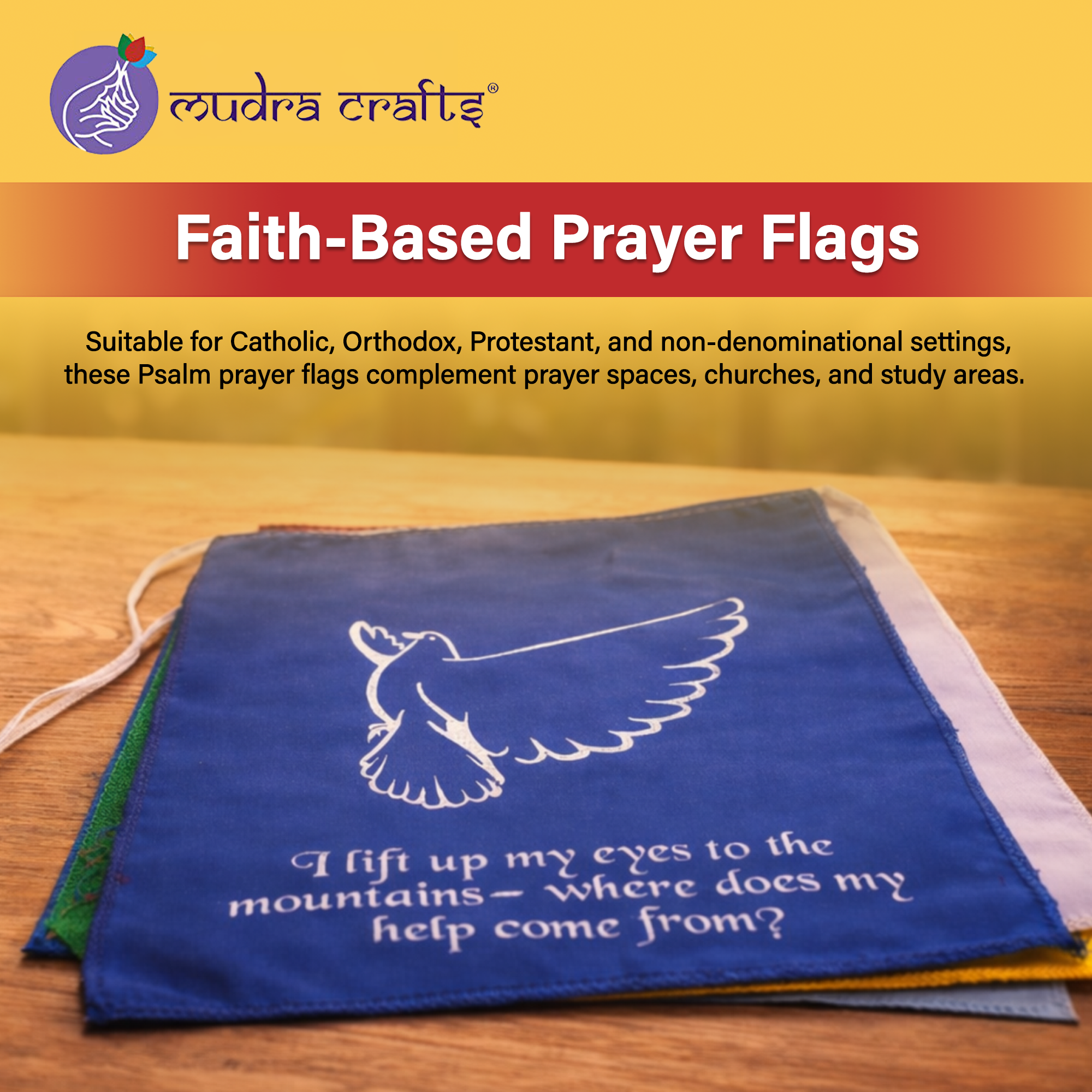 Christian Flag Church Decoration Bible Psalm 121 Faith Banner Worship Prayer Flags for Nursery Wall Wedding Bulletin Board Garden Décor