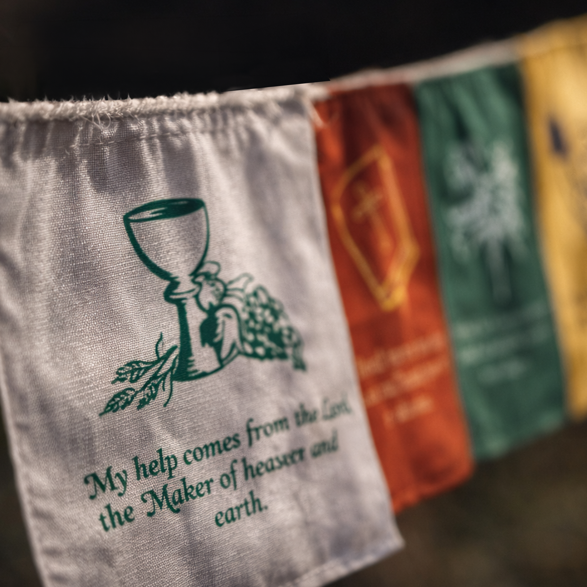 Christian Flag Church Decoration Bible Psalm 121 Faith Banner Worship Prayer Flags for Nursery Wall Wedding Bulletin Board Garden Décor