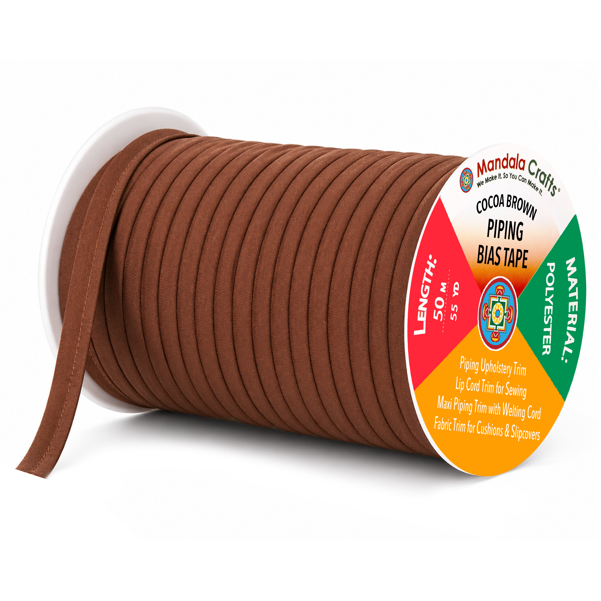 55 Yards Maxi Piping Trim with Welting Cord - 1/2 Inch Maxi Piping Bias Tape for Sewing - Lip Cord Trim by The Yard for Upholstery Trimming