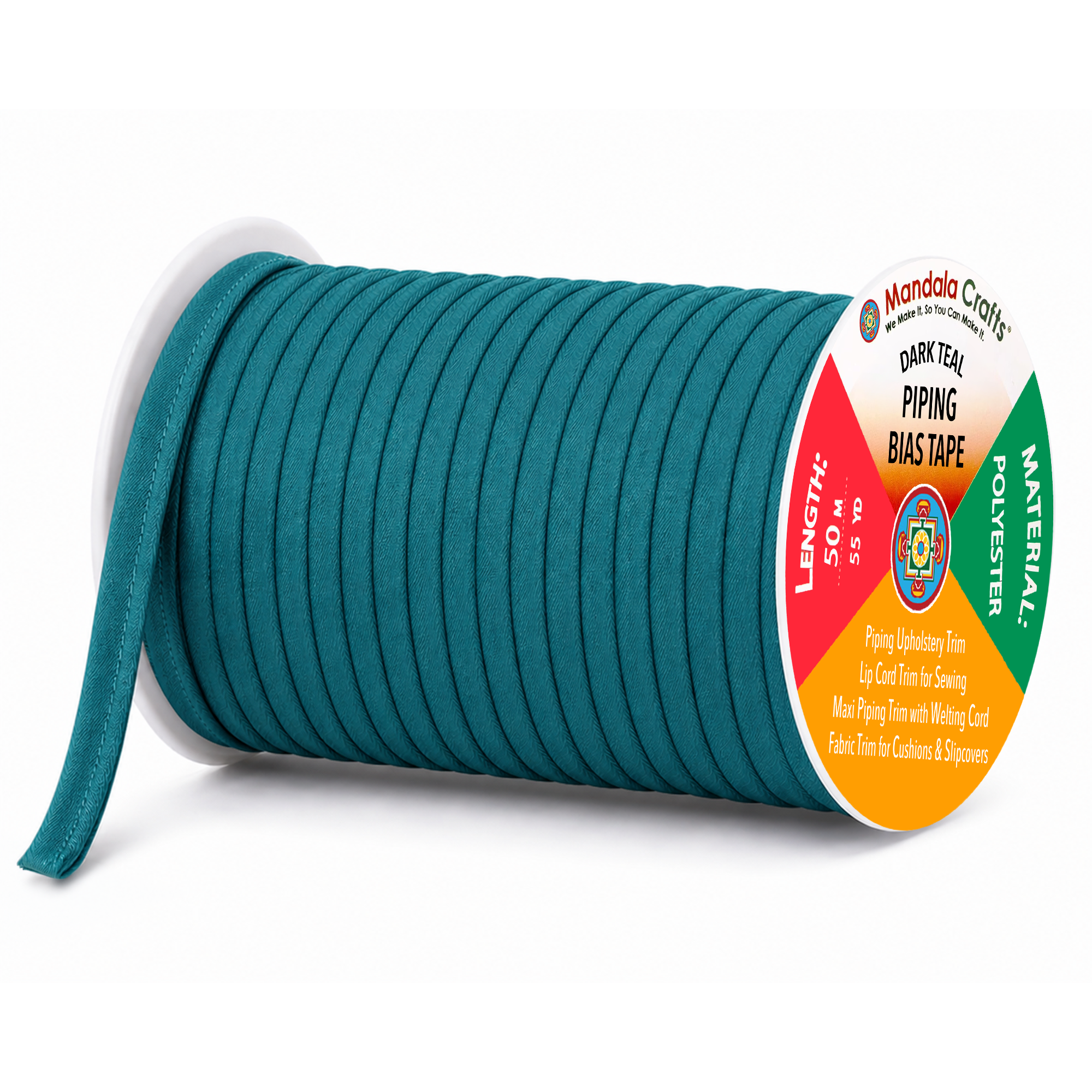 55 Yards Maxi Piping Trim with Welting Cord - 1/2 Inch Maxi Piping Bias Tape for Sewing - Lip Cord Trim by The Yard for Upholstery Trimming