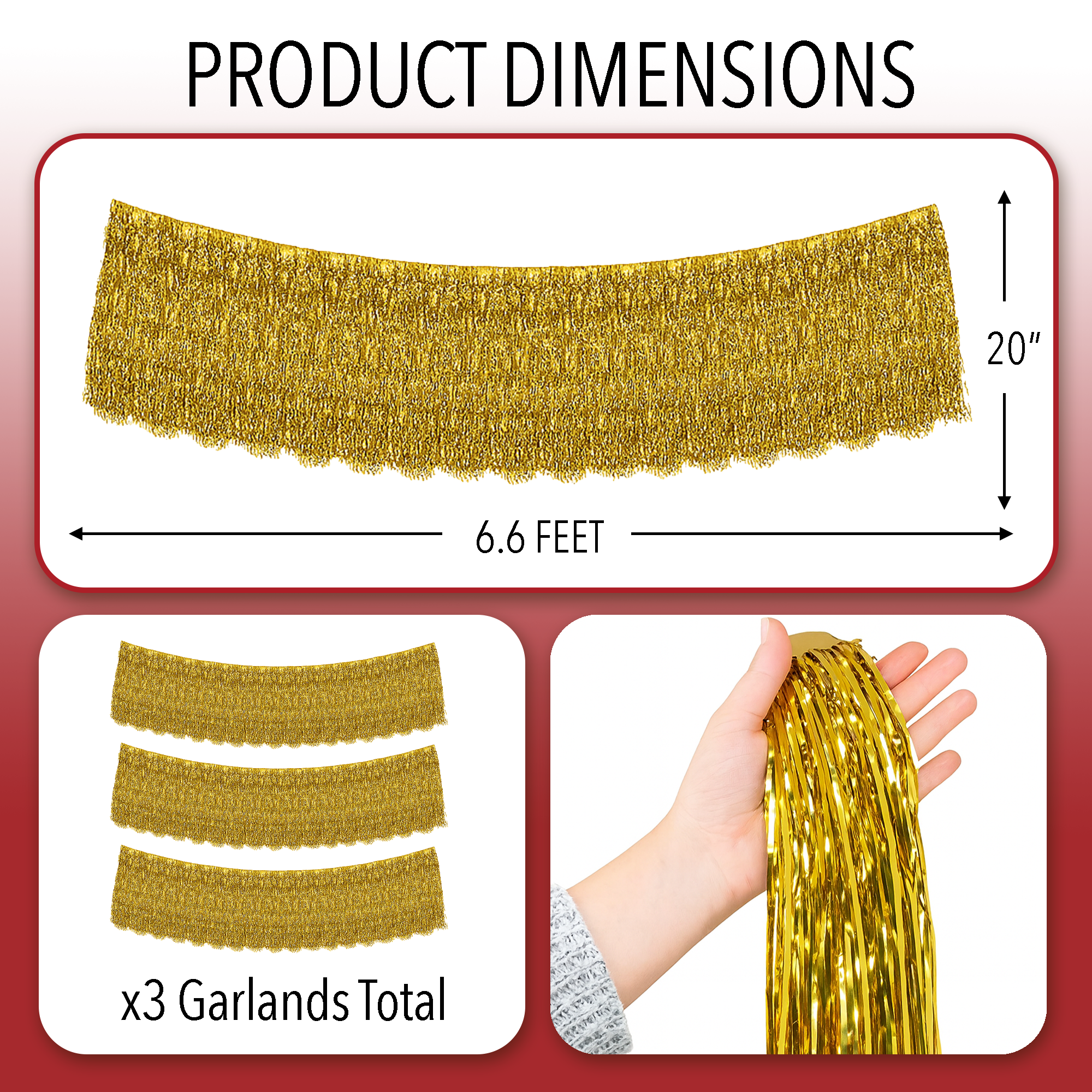 Mandala Crafts Foil Tinsel Fringe Garland Metallic Fringe Banner - 20FT Tinsel Strands Icicles for Christmas Tree Xmas