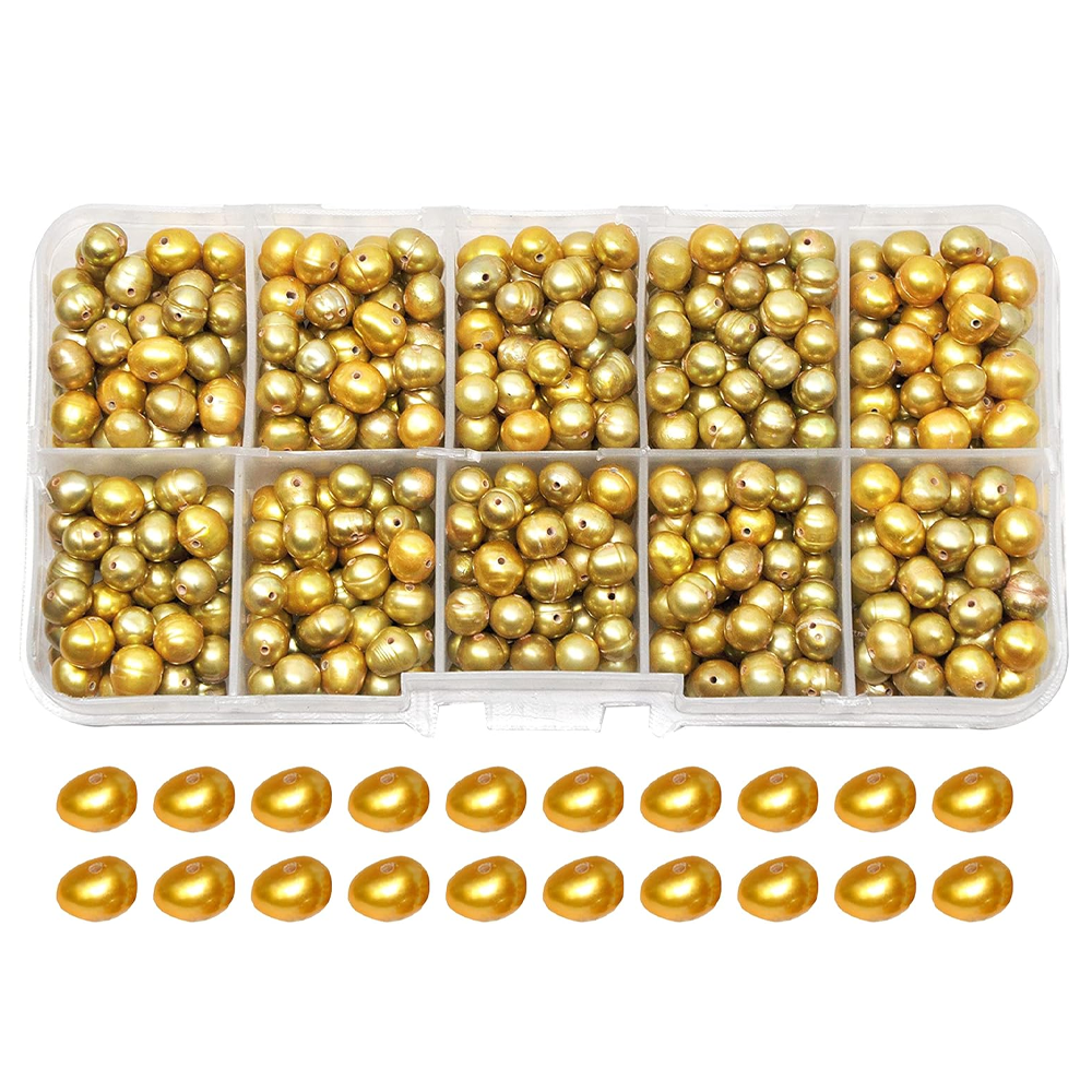 Mudra Crafts Real Freshwater Cultured Pearls for Jewelry Making, Loose Bulk Predrilled Bead Kit