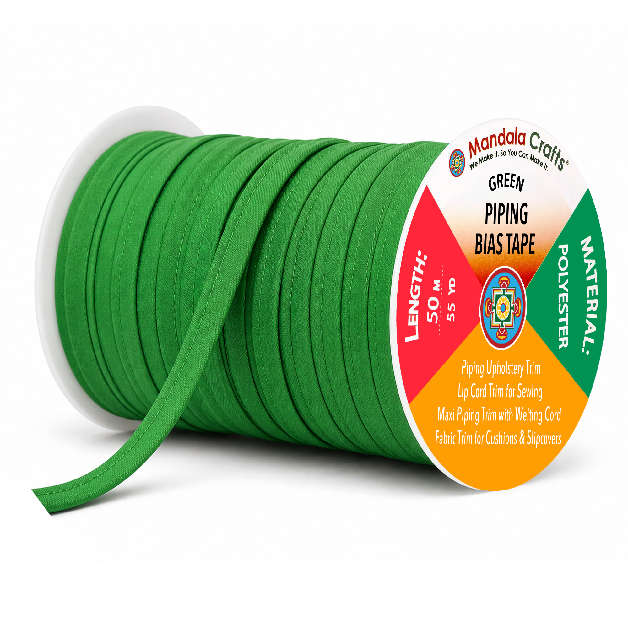 55 Yards Maxi Piping Trim with Welting Cord - 1/2 Inch Maxi Piping Bias Tape for Sewing - Lip Cord Trim by The Yard for Upholstery Trimming