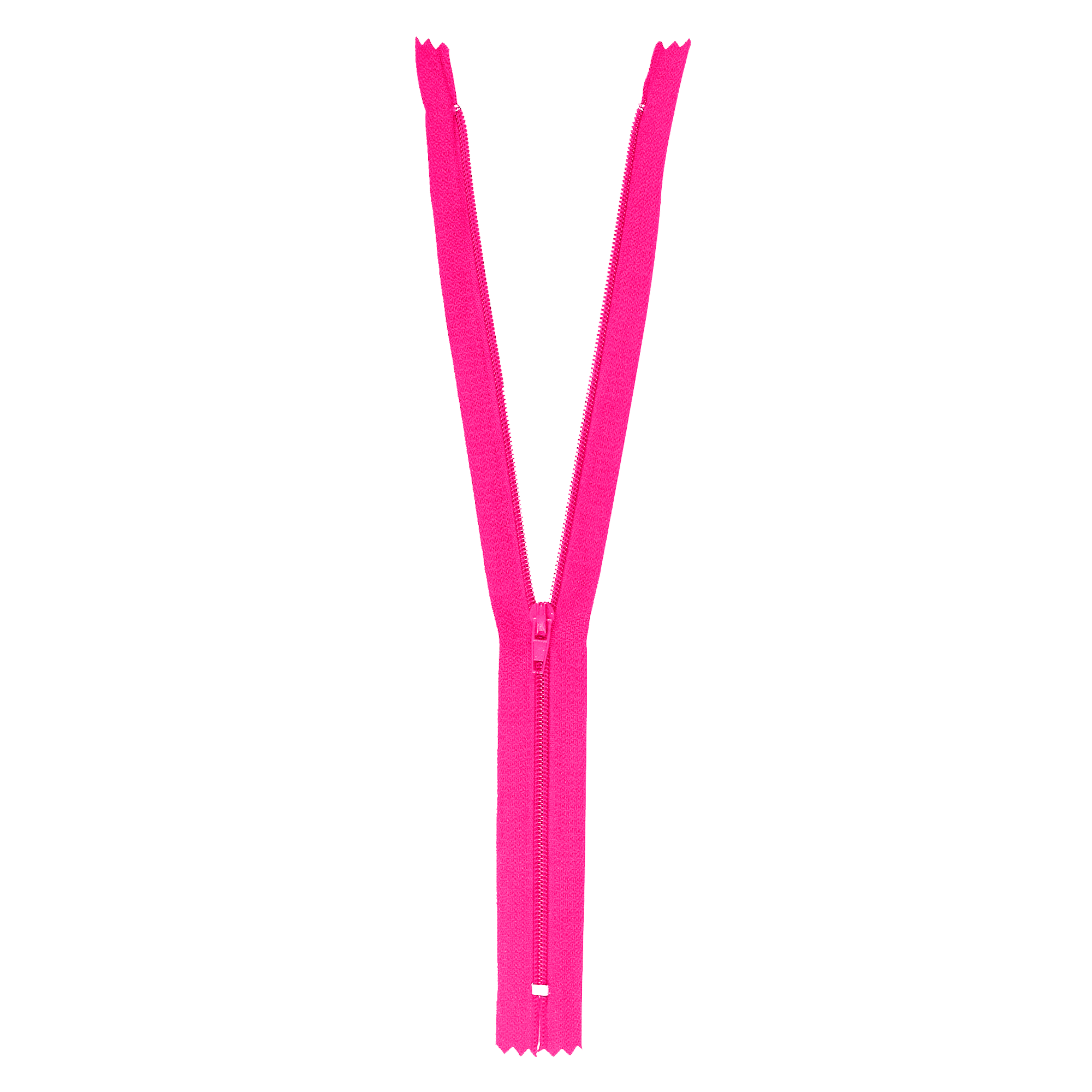 Pink zipper on a white background