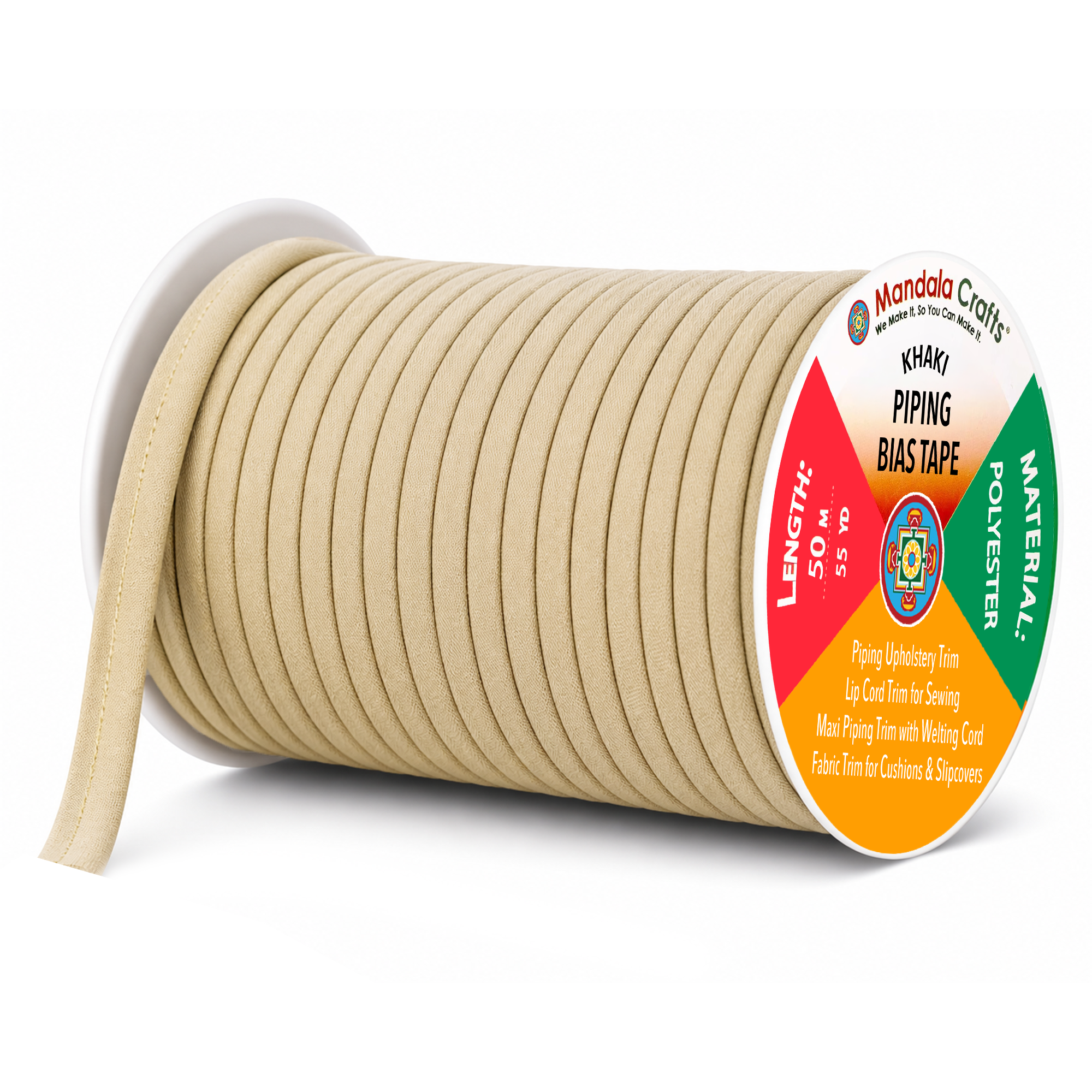 55 Yards Maxi Piping Trim with Welting Cord - 1/2 Inch Maxi Piping Bias Tape for Sewing - Lip Cord Trim by The Yard for Upholstery Trimming