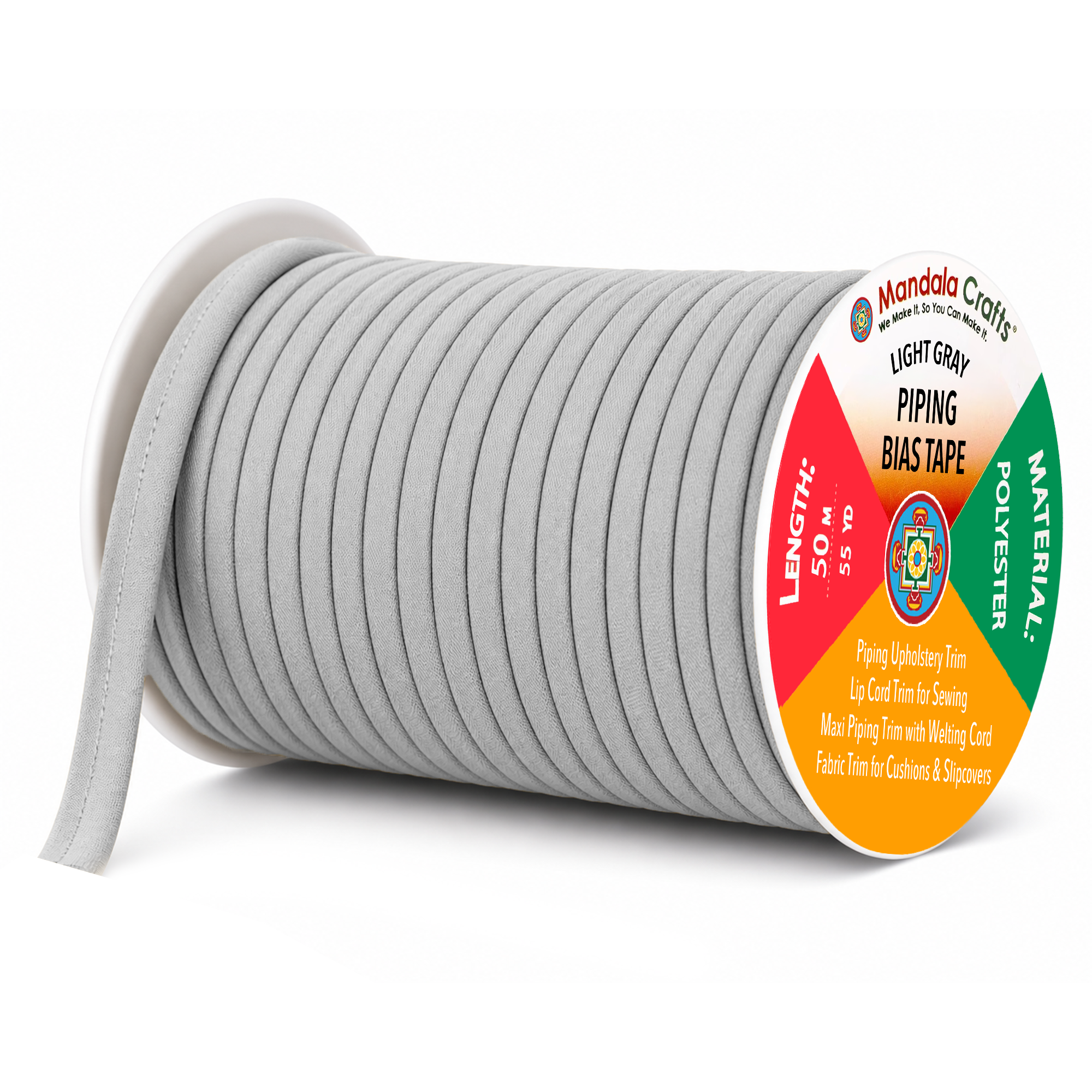 55 Yards Maxi Piping Trim with Welting Cord - 1/2 Inch Maxi Piping Bias Tape for Sewing - Lip Cord Trim by The Yard for Upholstery Trimming