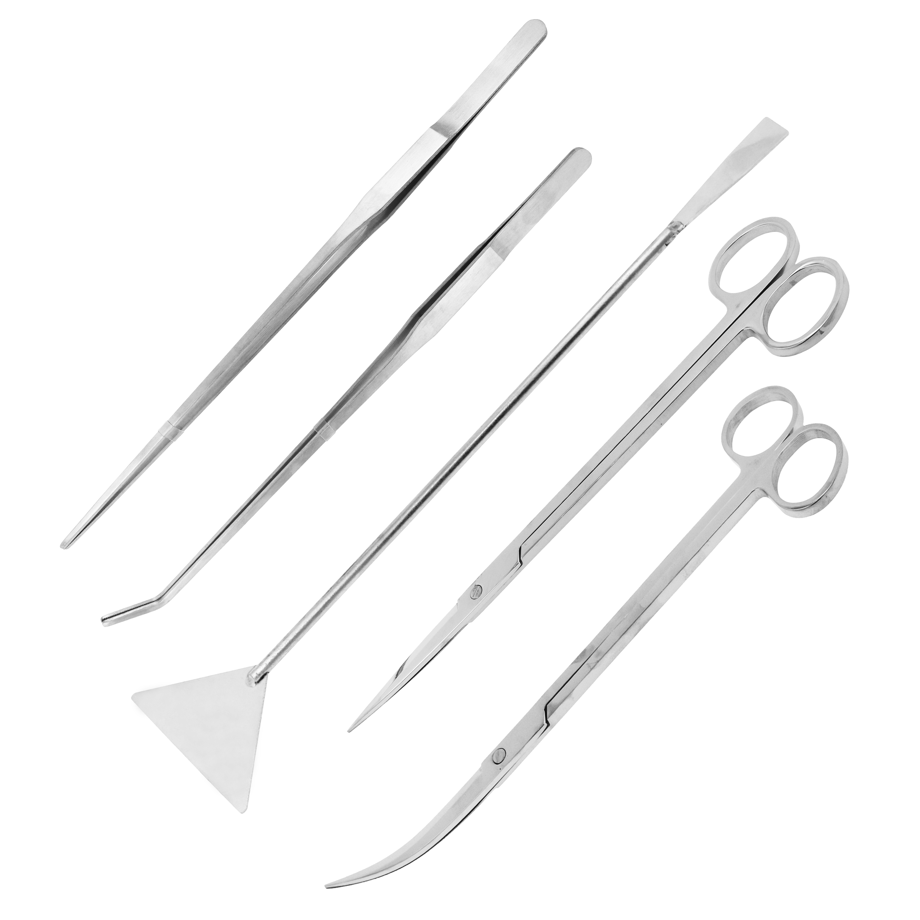 Long Stainless Steel Aquascape Tool Kit for Saltwater Freshwater Aquarium Plant Trimming, Fish Tanks, Terrariums