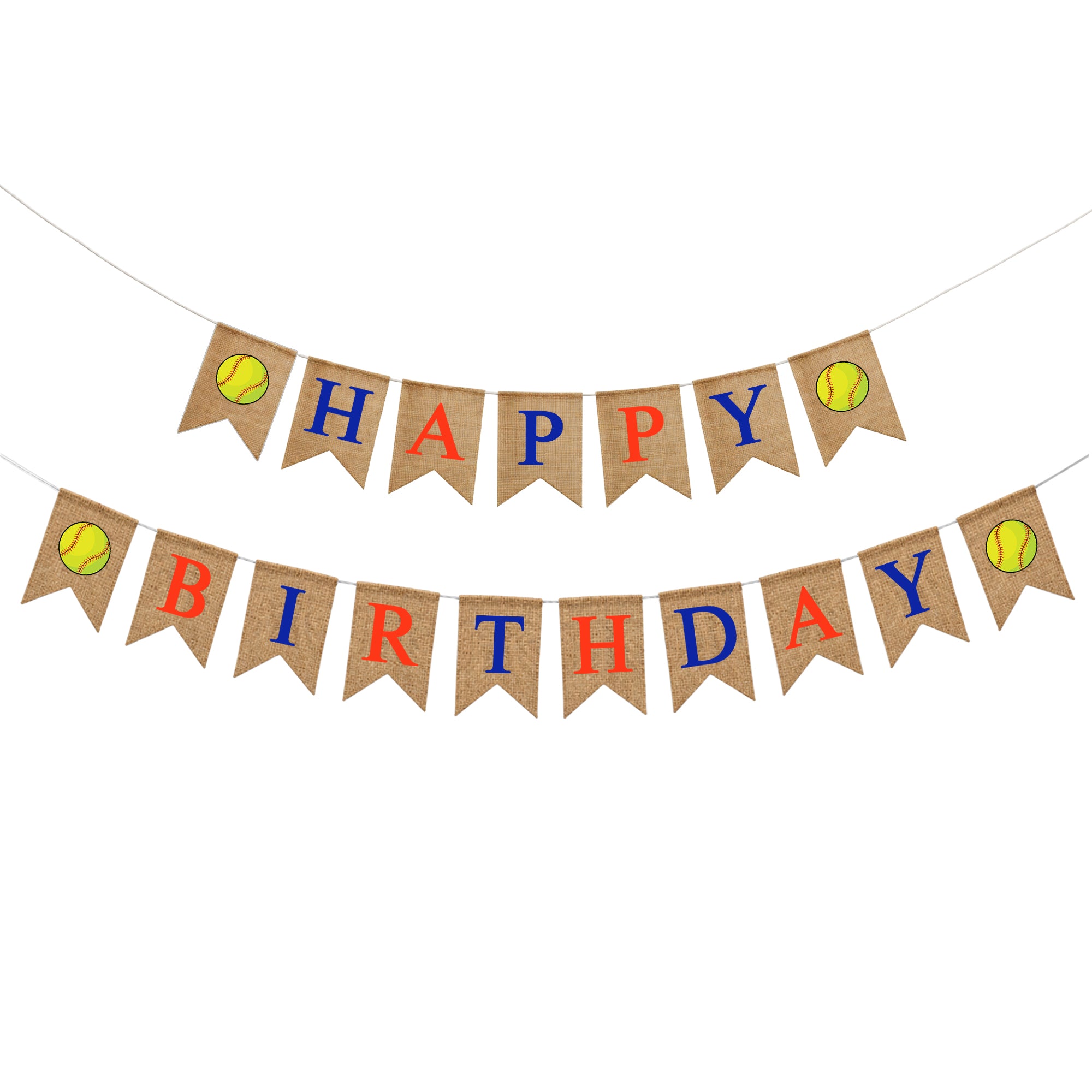 Mandala Crafts Burlap Happy Birthday Banner, Rustic Party Decorations, Jute Sports Theme Birthday Garland Sign for Home, Wall, Mantel & Photo Backdrop