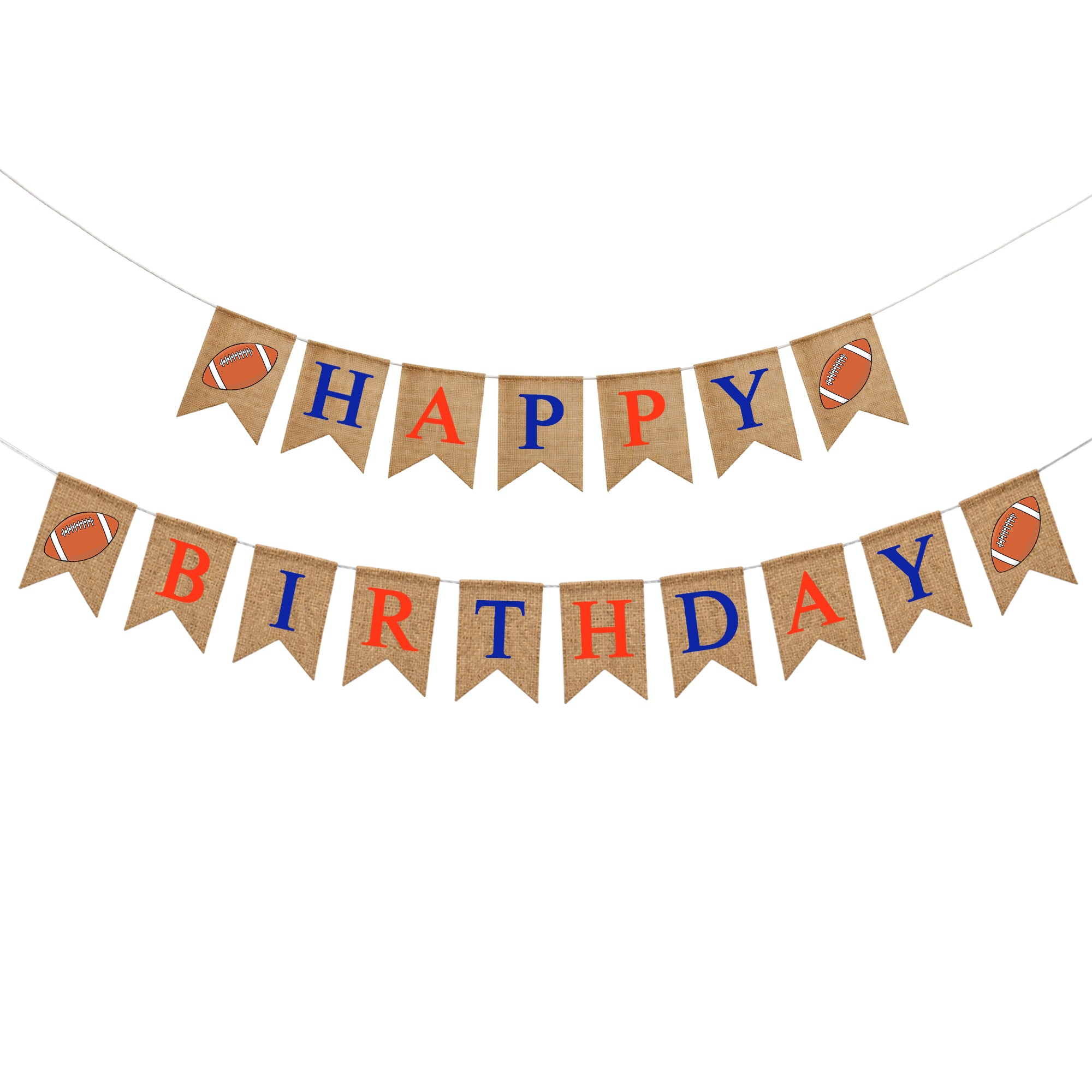 Mandala Crafts Burlap Happy Birthday Banner, Rustic Party Decorations, Jute Sports Theme Birthday Garland Sign for Home, Wall, Mantel & Photo Backdrop