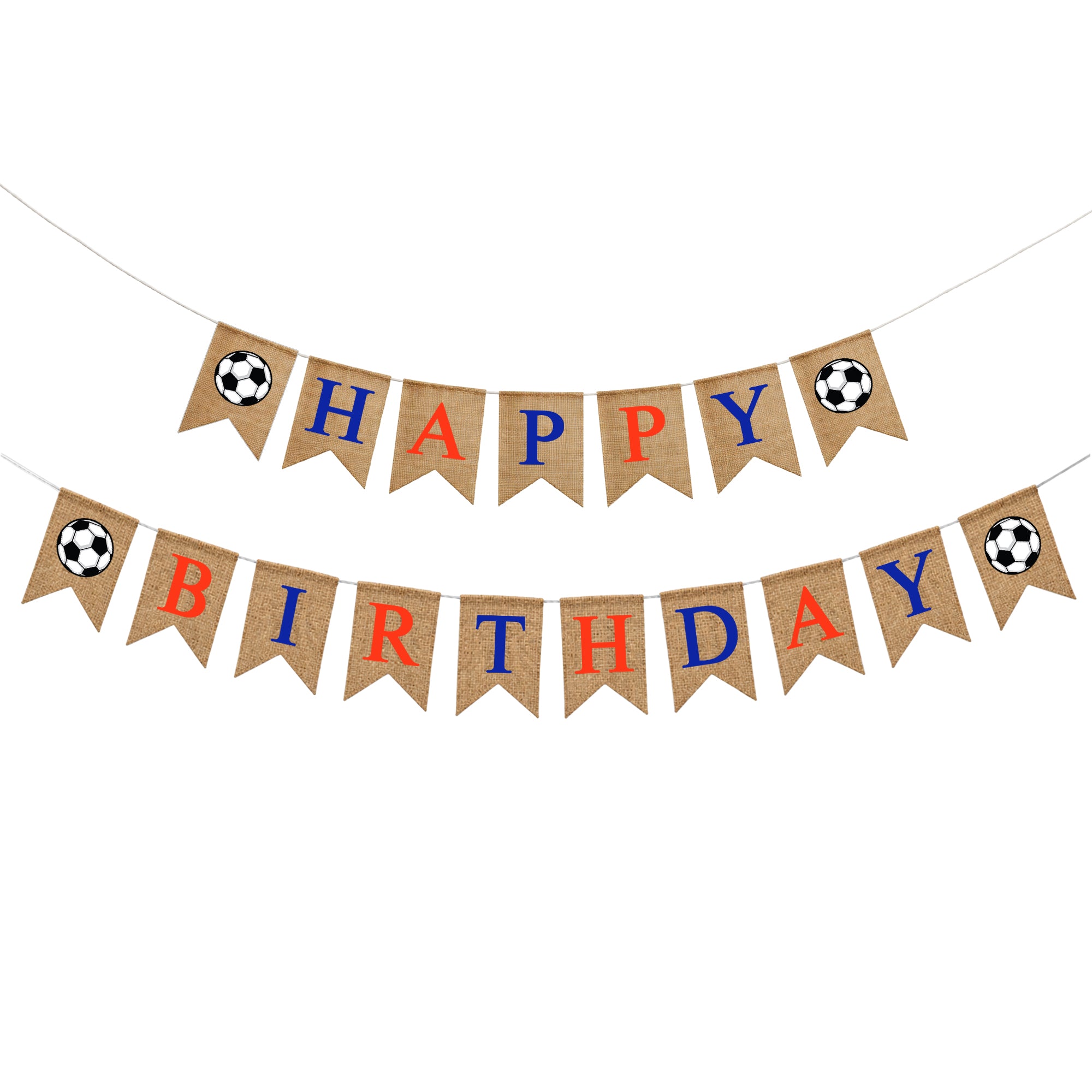 Mandala Crafts Burlap Happy Birthday Banner, Rustic Party Decorations, Jute Sports Theme Birthday Garland Sign for Home, Wall, Mantel & Photo Backdrop