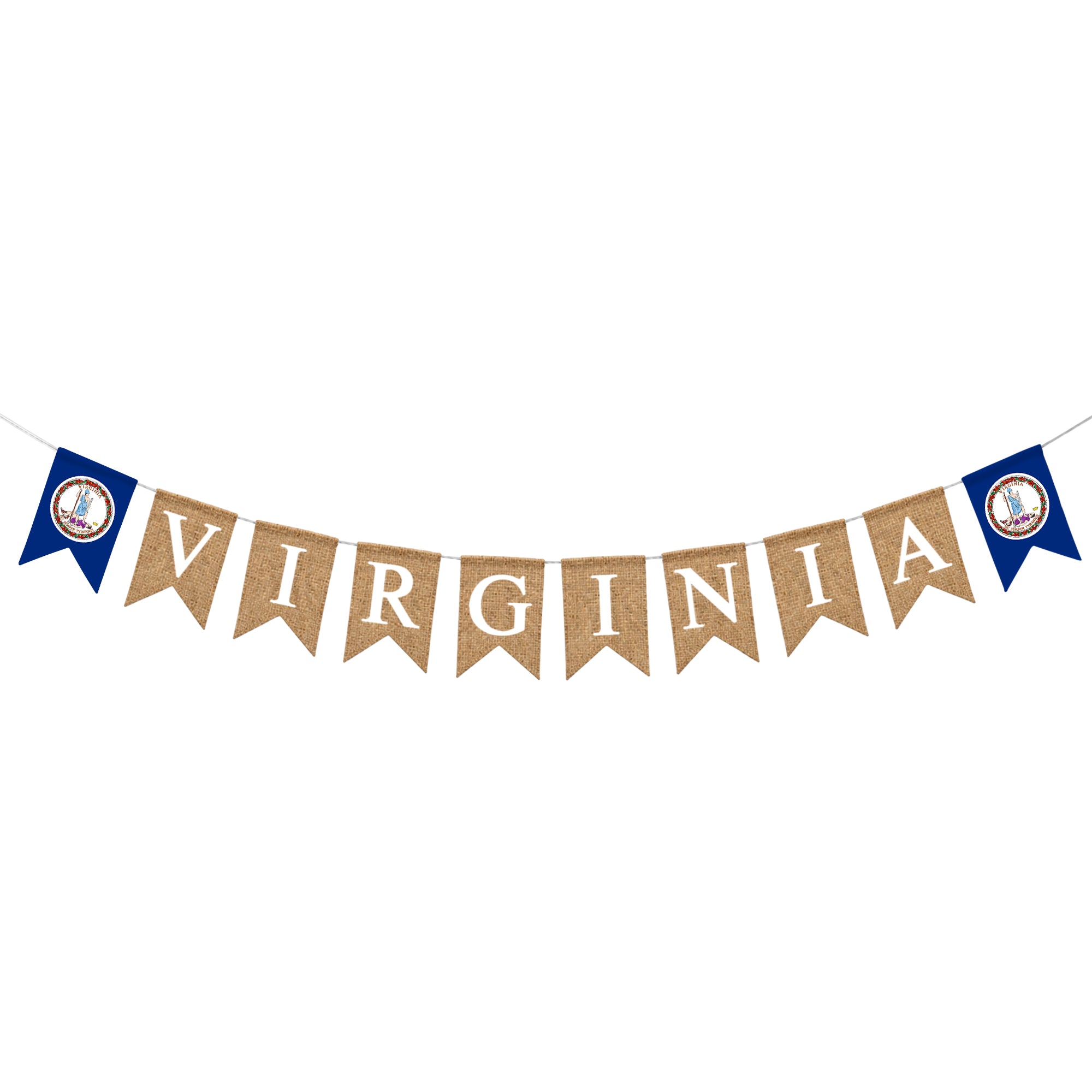 Mandala Crafts Burlap Banner, Rustic State Flag Pennant Decorations, Jute Garland Sign for Western Party, Classroom & Fireplace Mantel Décor