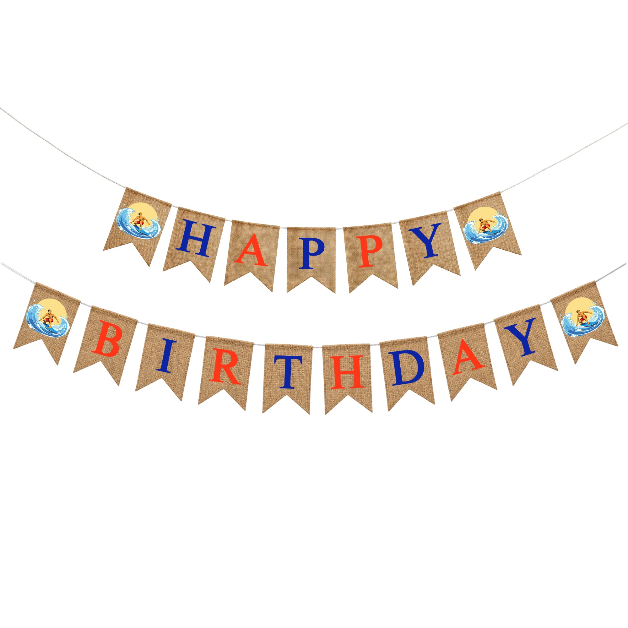 Mandala Crafts Burlap Happy Birthday Banner, Rustic Party Decorations, Jute Sports Theme Birthday Garland Sign for Home, Wall, Mantel & Photo Backdrop