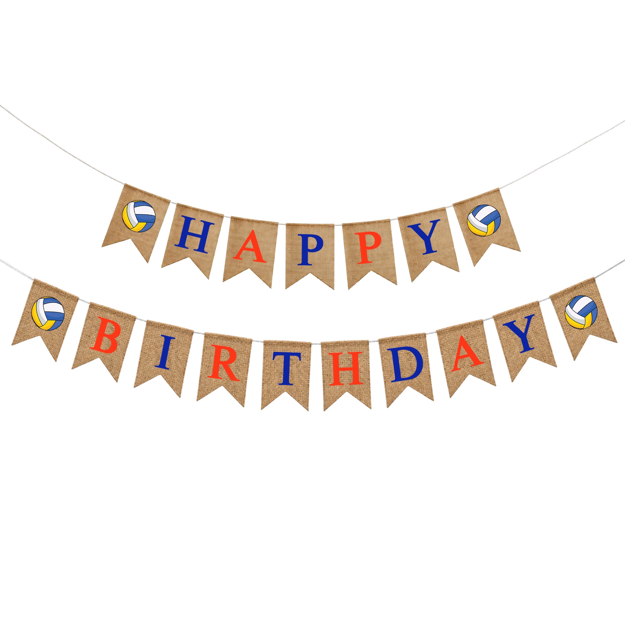 Mandala Crafts Burlap Happy Birthday Banner, Rustic Party Decorations, Jute Sports Theme Birthday Garland Sign for Home, Wall, Mantel & Photo Backdrop