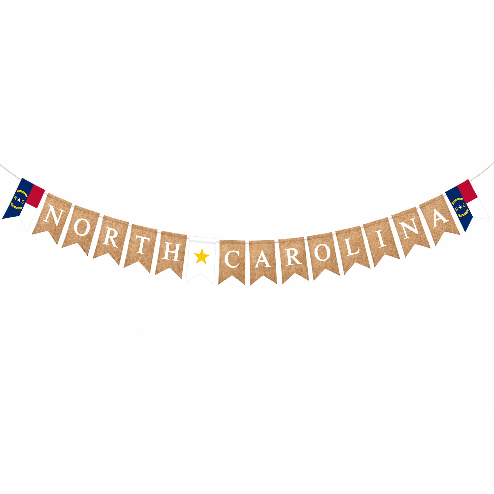 Mandala Crafts Burlap Banner, Rustic State Flag Pennant Decorations, Jute Garland Sign for Western Party, Classroom & Fireplace Mantel Décor