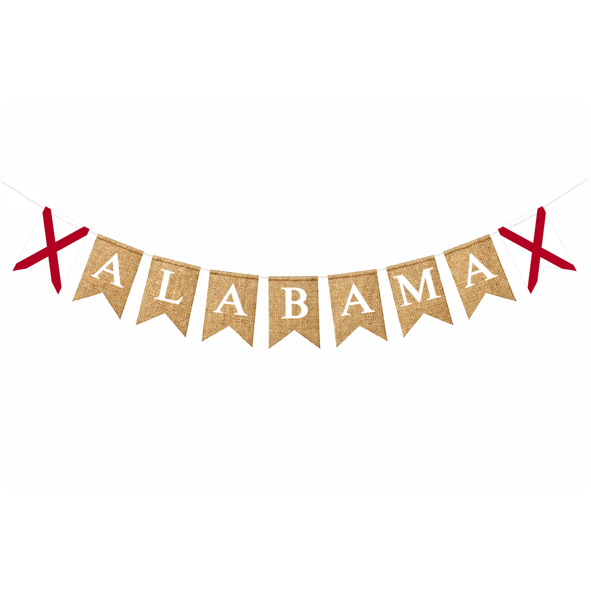 Mandala Crafts Burlap Banner, Rustic State Flag Pennant Decorations, Jute Garland Sign for Western Party, Classroom & Fireplace Mantel Décor