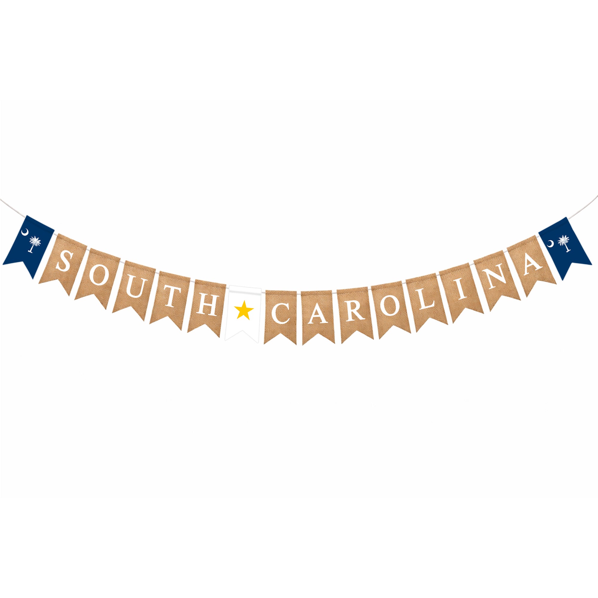 Mandala Crafts Burlap Banner, Rustic State Flag Pennant Decorations, Jute Garland Sign for Western Party, Classroom & Fireplace Mantel Décor