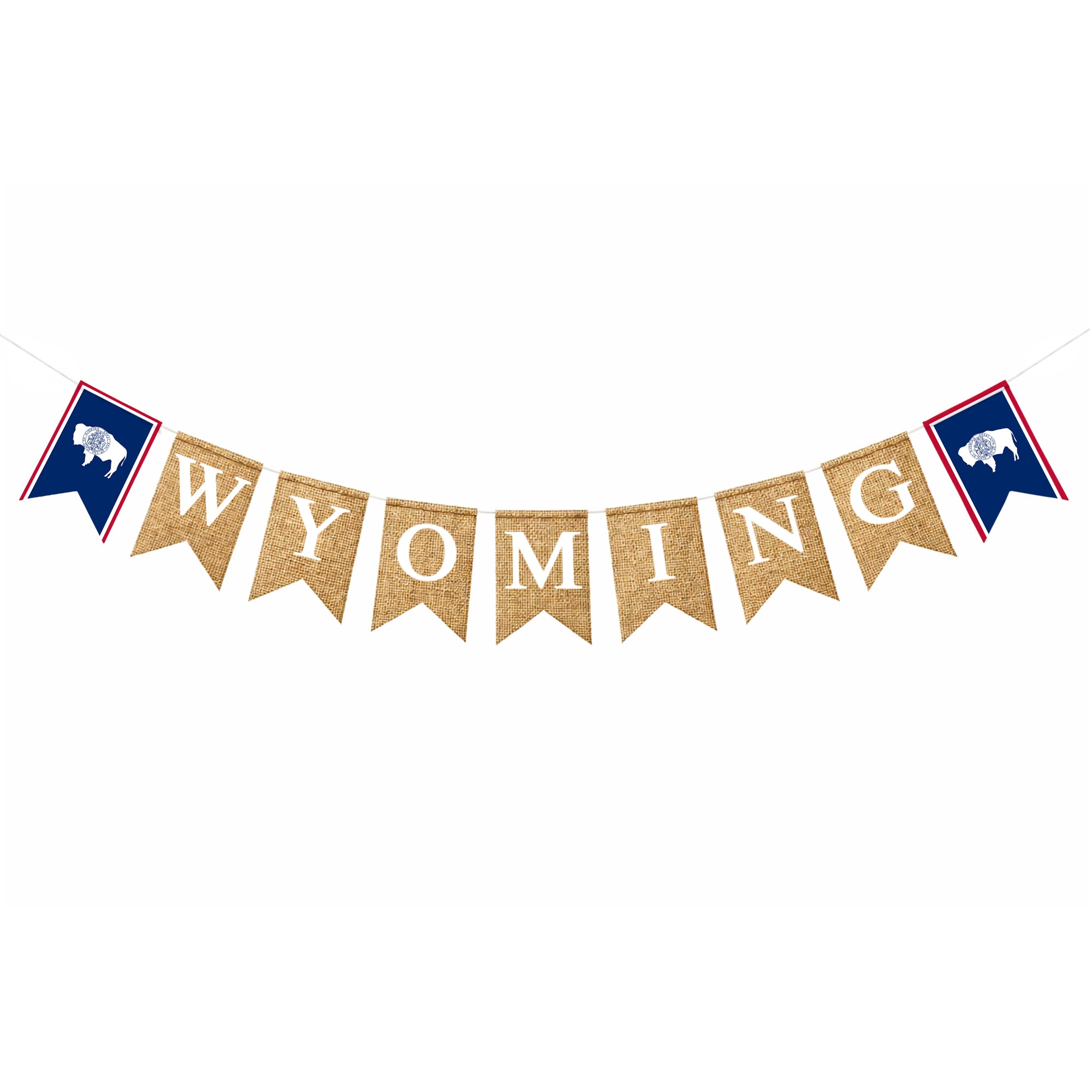 Mandala Crafts Burlap Banner, Rustic State Flag Pennant Decorations, Jute Garland Sign for Western Party, Classroom & Fireplace Mantel Décor