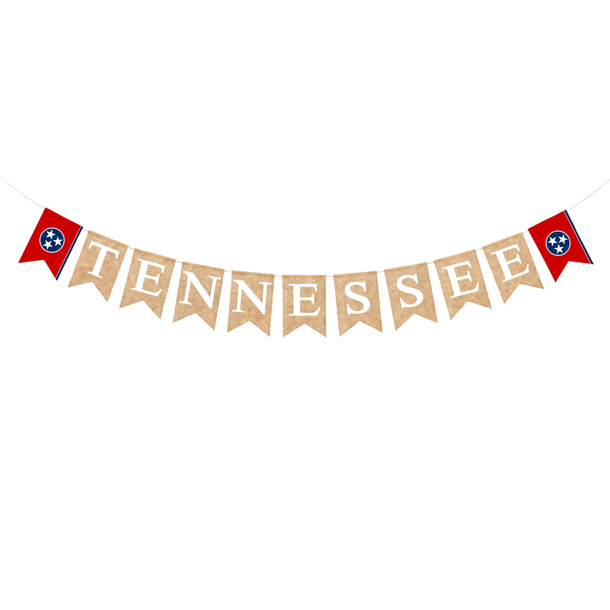 Mandala Crafts Burlap Banner, Rustic State Flag Pennant Decorations, Jute Garland Sign for Western Party, Classroom & Fireplace Mantel Décor