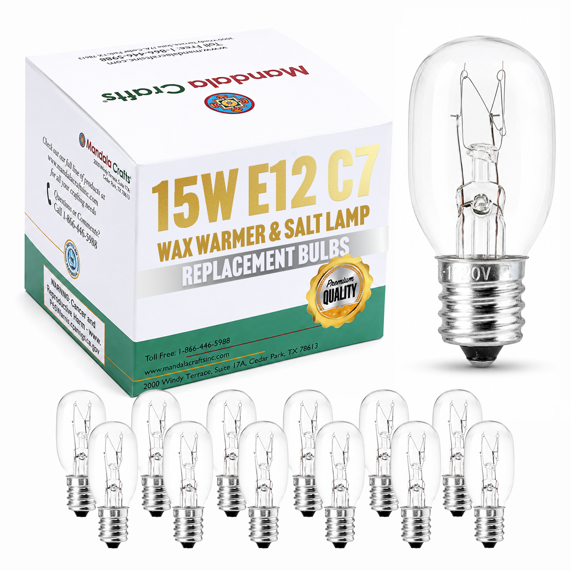 Mandala Crafts 15W E12 C7 Bulbs for Wax Warmers & Himalayan Salt Lamps