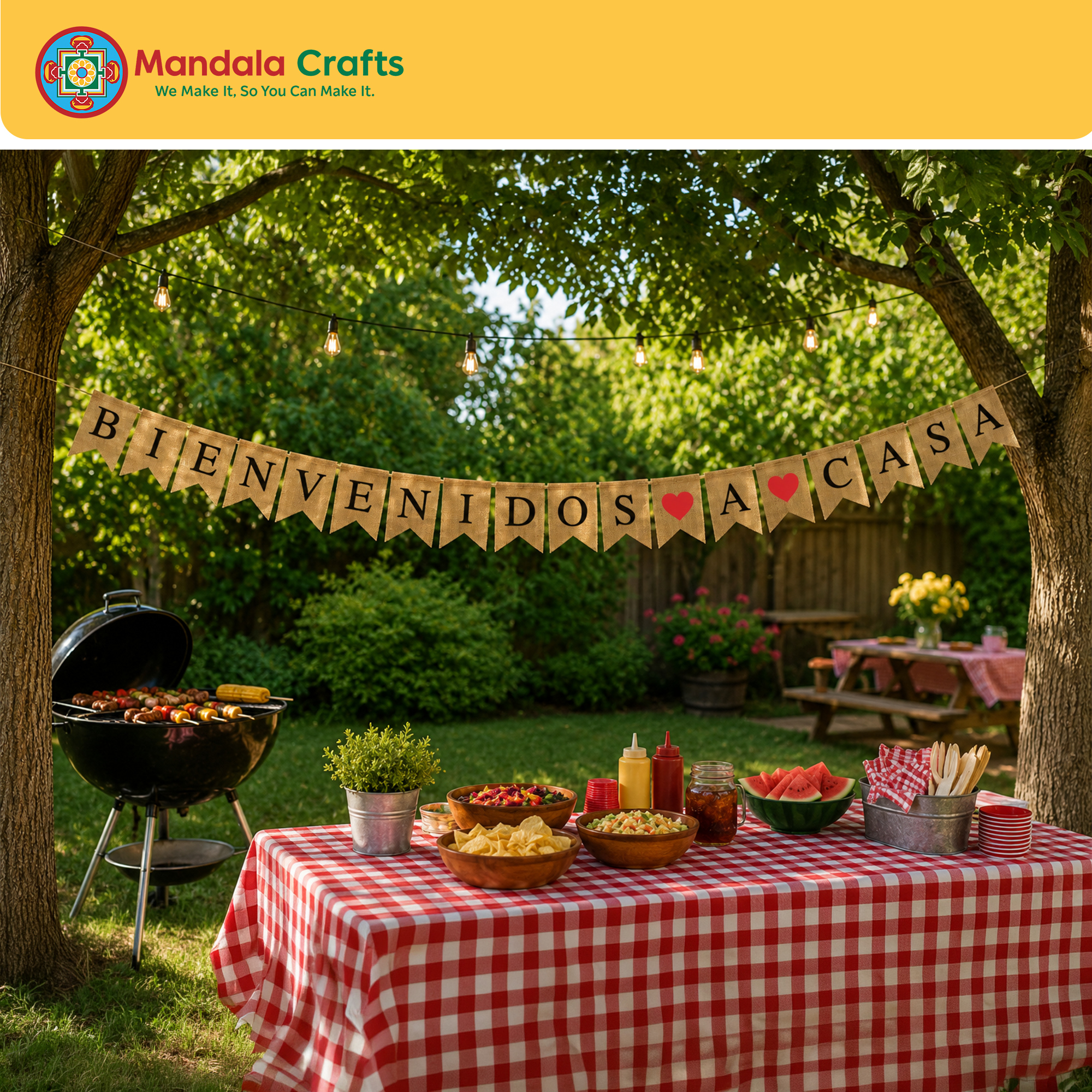 Burlap Bienvenidos a Casa Banner en Español – Rustic Spanish Welcome Bienvenidos Sign Wall Décor, Fiesta & Mexican Bunting for Home, Porch & Party Decorations