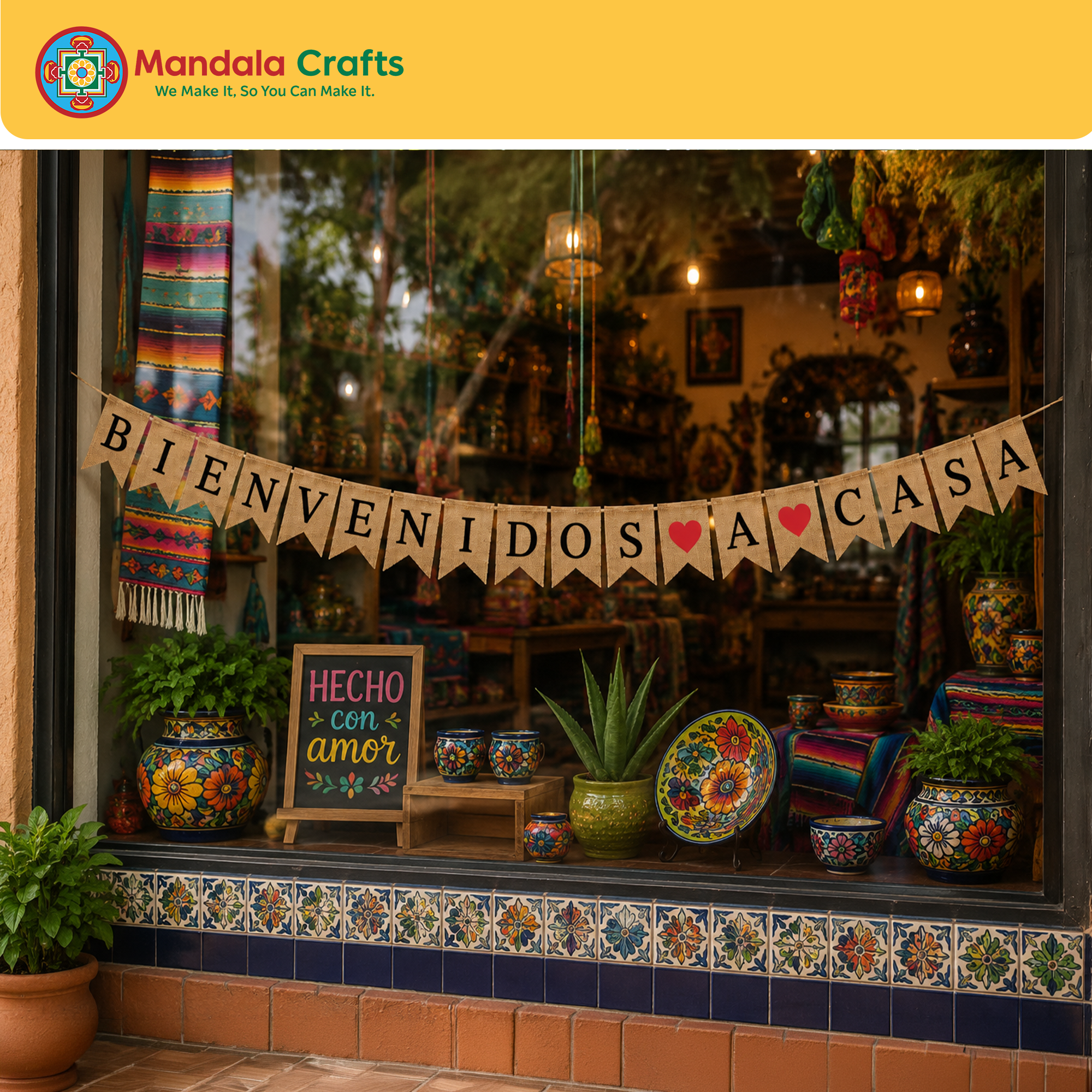 Burlap Bienvenidos a Casa Banner en Español – Rustic Spanish Welcome Bienvenidos Sign Wall Décor, Fiesta & Mexican Bunting for Home, Porch & Party Decorations