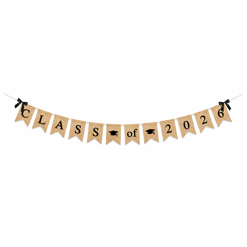 Mandala Crafts Burlap Congratulations Graduate Banner, Rustic Congrats Grad Sign, Indoor and Outdoor Graduation Party Bunting Hanging Garland for Class of 2026