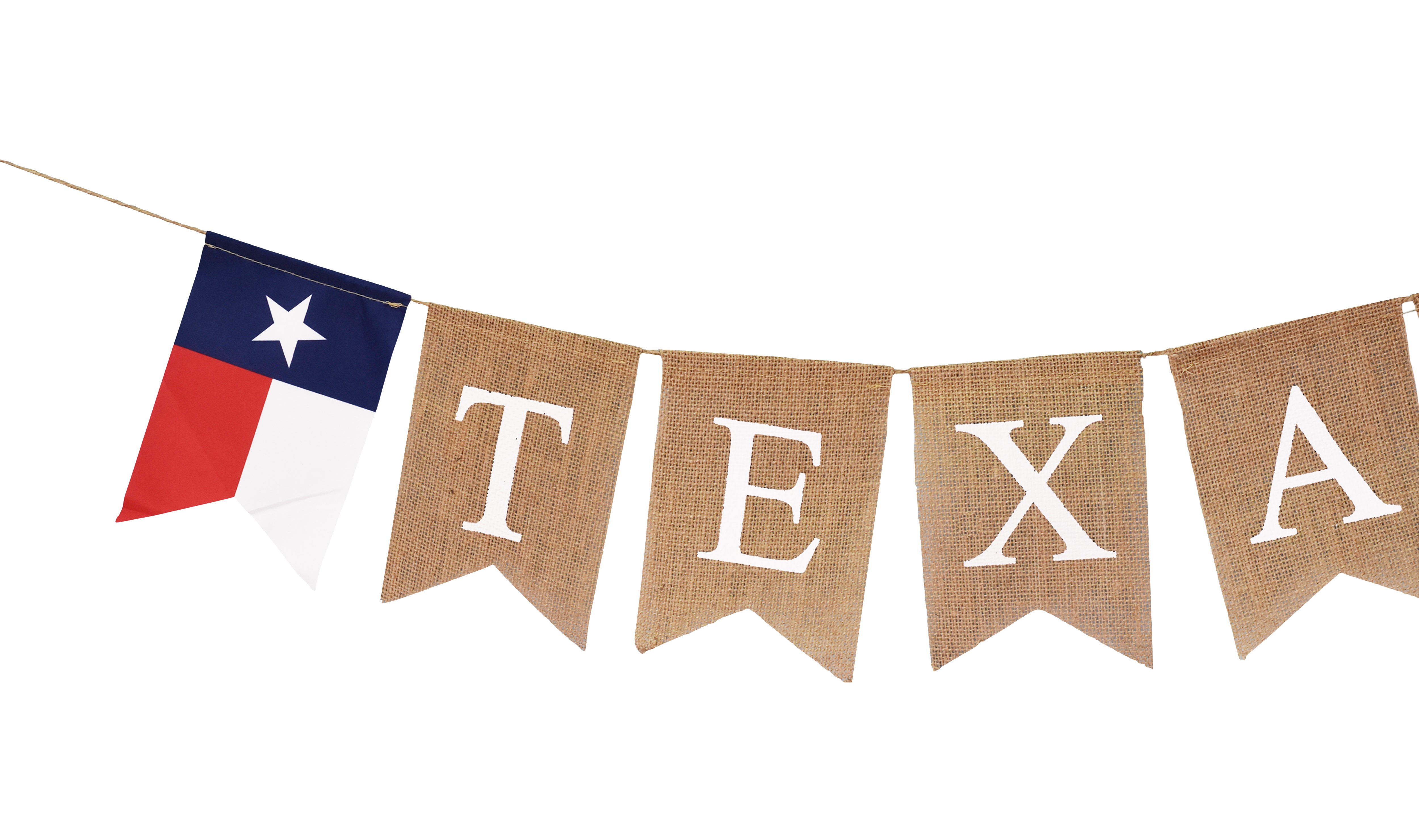 Mandala Crafts Burlap Texas Banner for Texas Themed Party Supplies - Jute Texas Lone Star State Flag TX Pennant for Garden Fence Fireplace Mantel Classroom