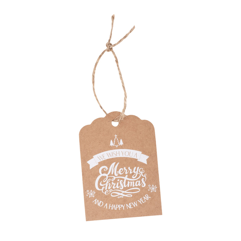 Mandala Crafts Merry Christmas Gift Tags for Presents - to from Merry Christmas Tags with String - 100 Xmas Gift Tags Kraft Paper Hanging Christmas Name Labels