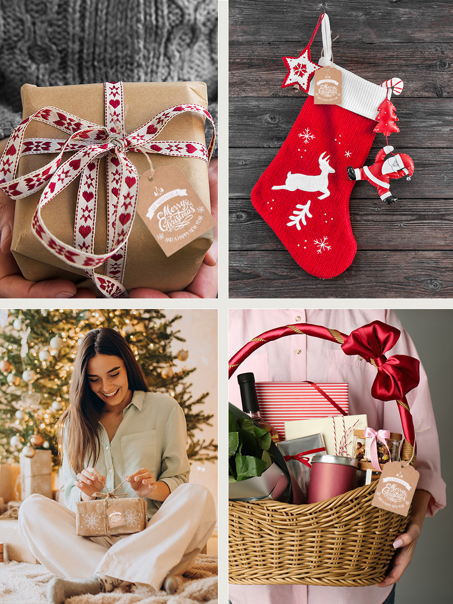 Mandala Crafts Merry Christmas Gift Tags for Presents - to from Merry Christmas Tags with String - 100 Xmas Gift Tags Kraft Paper Hanging Christmas Name Labels