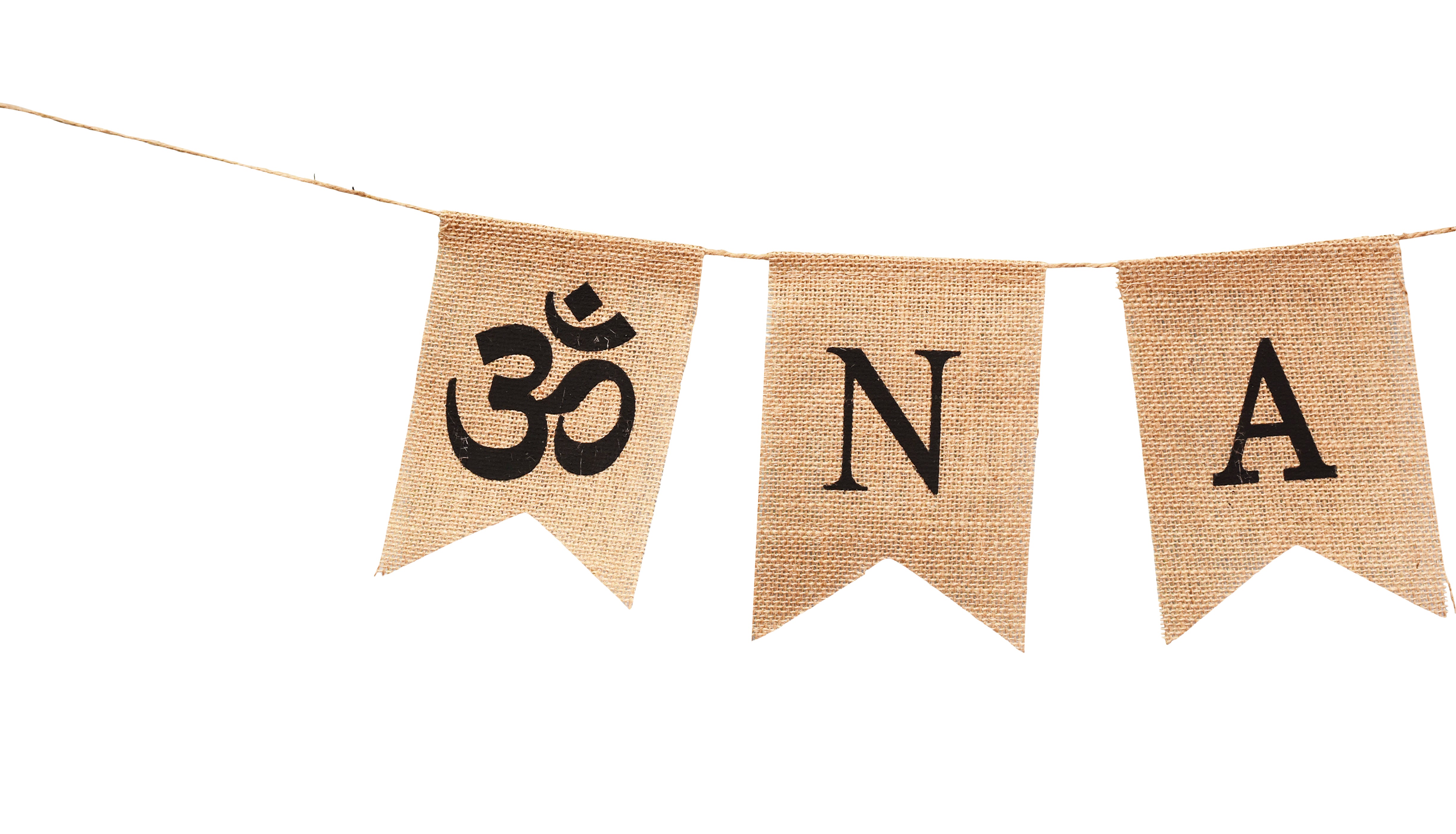 Mandala Crafts Burlap Om Namaste Banner Garland Namaste Decor -Rustic Jute Namaste Hanging Sign Flag Bunting for Namaste Wall Decor Home Decor Yoga