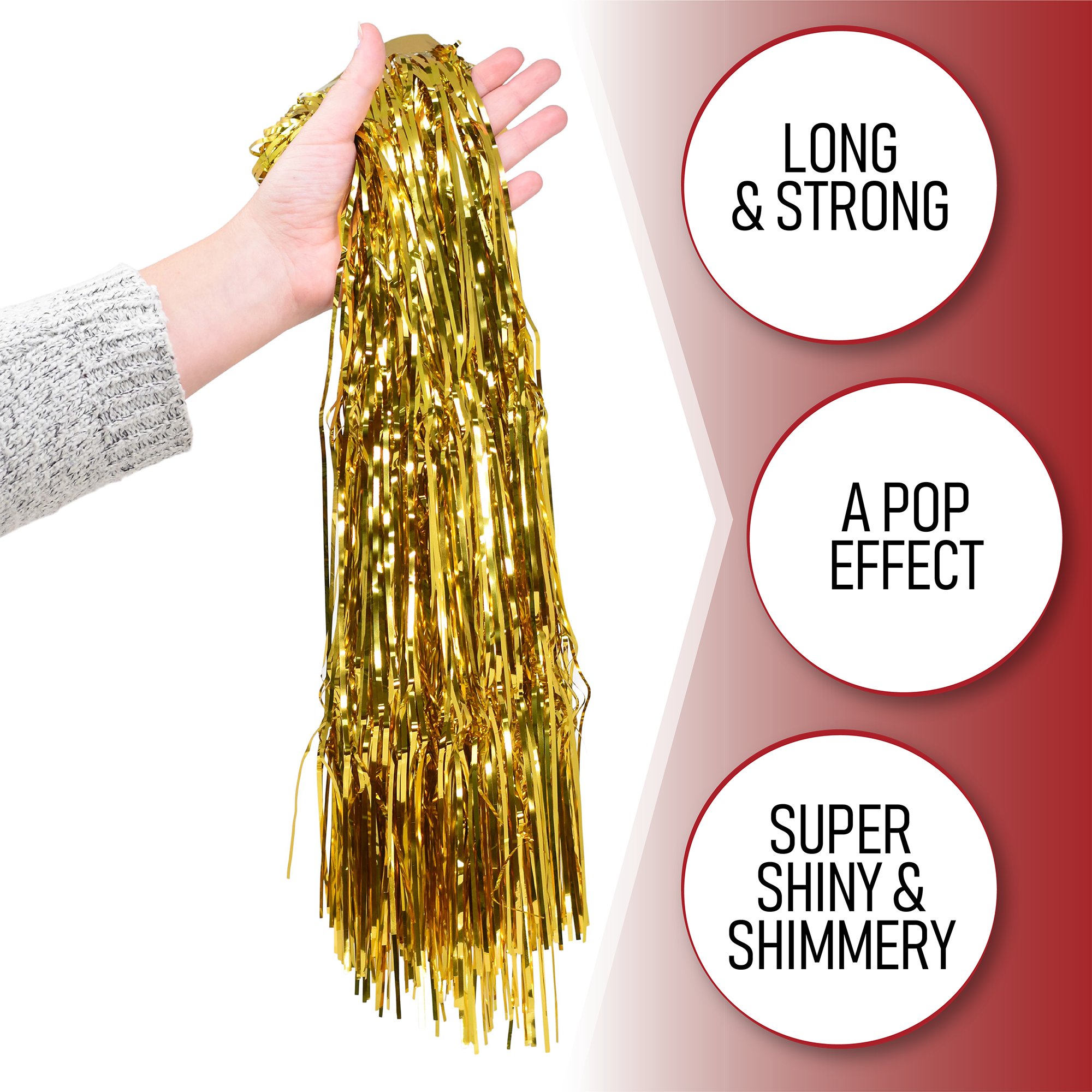 Tinsel Garland - Tinsel Icicles Tinsel Fringe Garland - 20 in X 20 Ft Long Metallic Tinsel Foil Fringe Banner for Christmas Tree Xmas Holiday Party Decoration