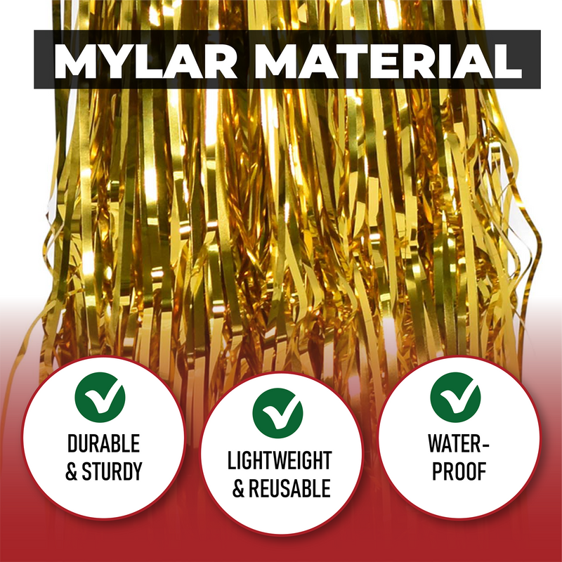 20 in X 20 Ft Long Metallic Tinsel Foil Fringe Banner for Christmas