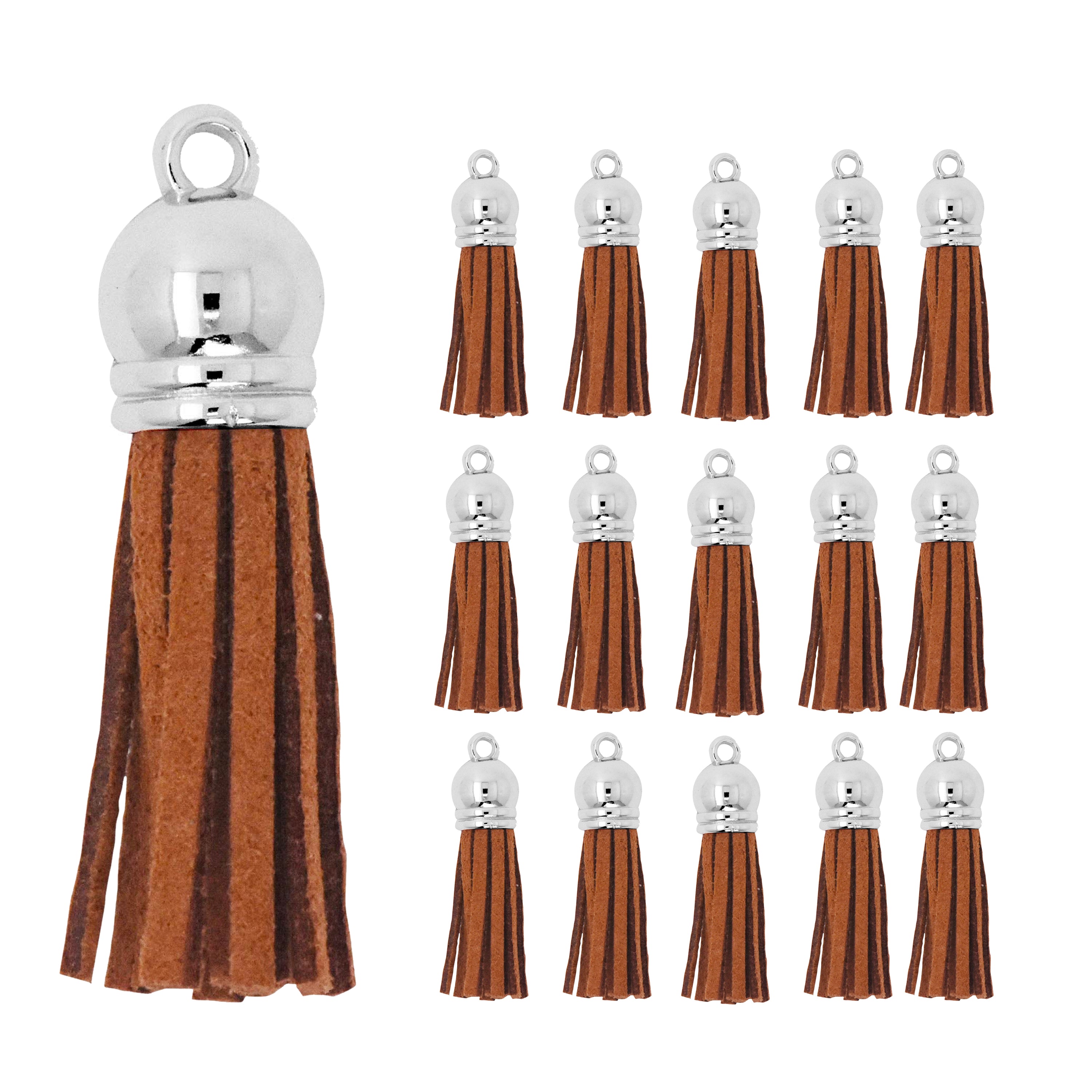 Mandala Crafts Faux Leather Suede Tassel with Loop for Keychains, Jewelry Making, Bookmarks, Books, Gifts, Pillows