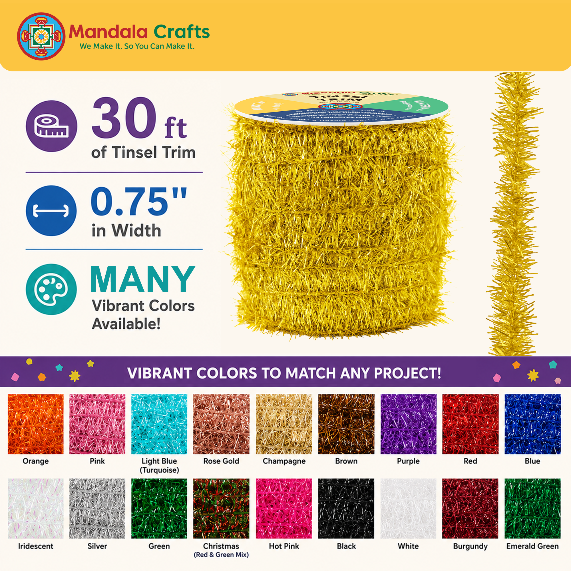 Tinsel Garland Décor Thin Tinsel Ribbon Metallic Mini Garland with Wire for Christmas Tree Decoration Wedding Birthday Party Supplies