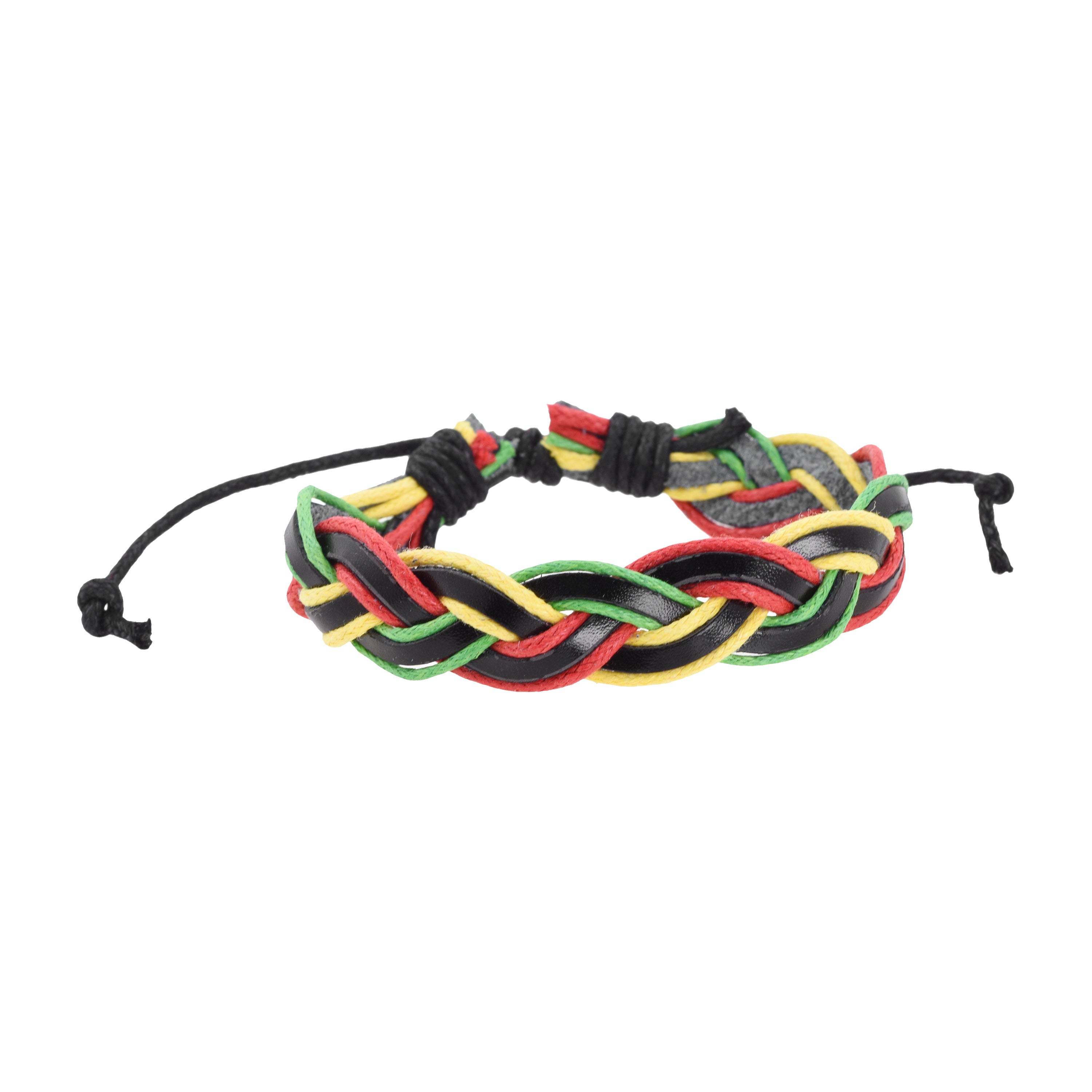 Leather Womens Mens Rasta Bracelet Set - Boho Mens Hippy Bracelet - Jamaican Reggae Bracelet Black Green Yellow Red Color Bohemian Hippie Wristband