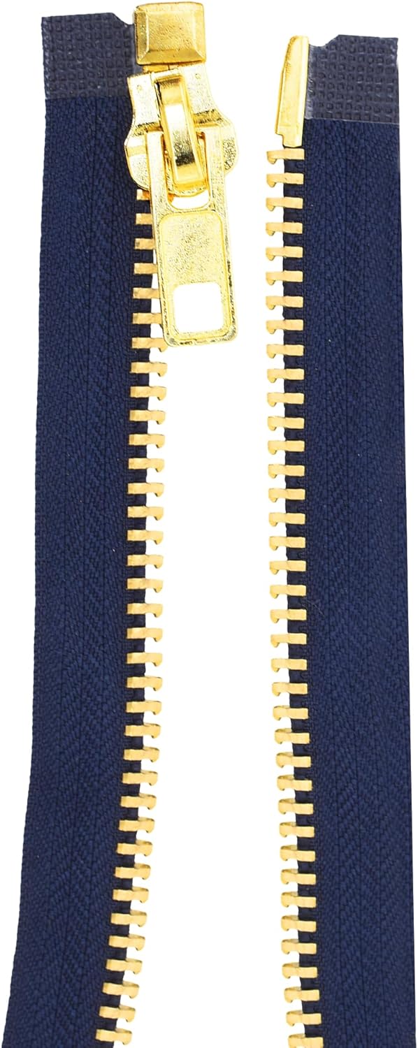 Navy Heavy Duty Zippers - #10 Navy Metal Zippers for Sewing - Gold Zipper Separating Zipper for Jacket Zippers Coat Zipper Upholstery Zippers