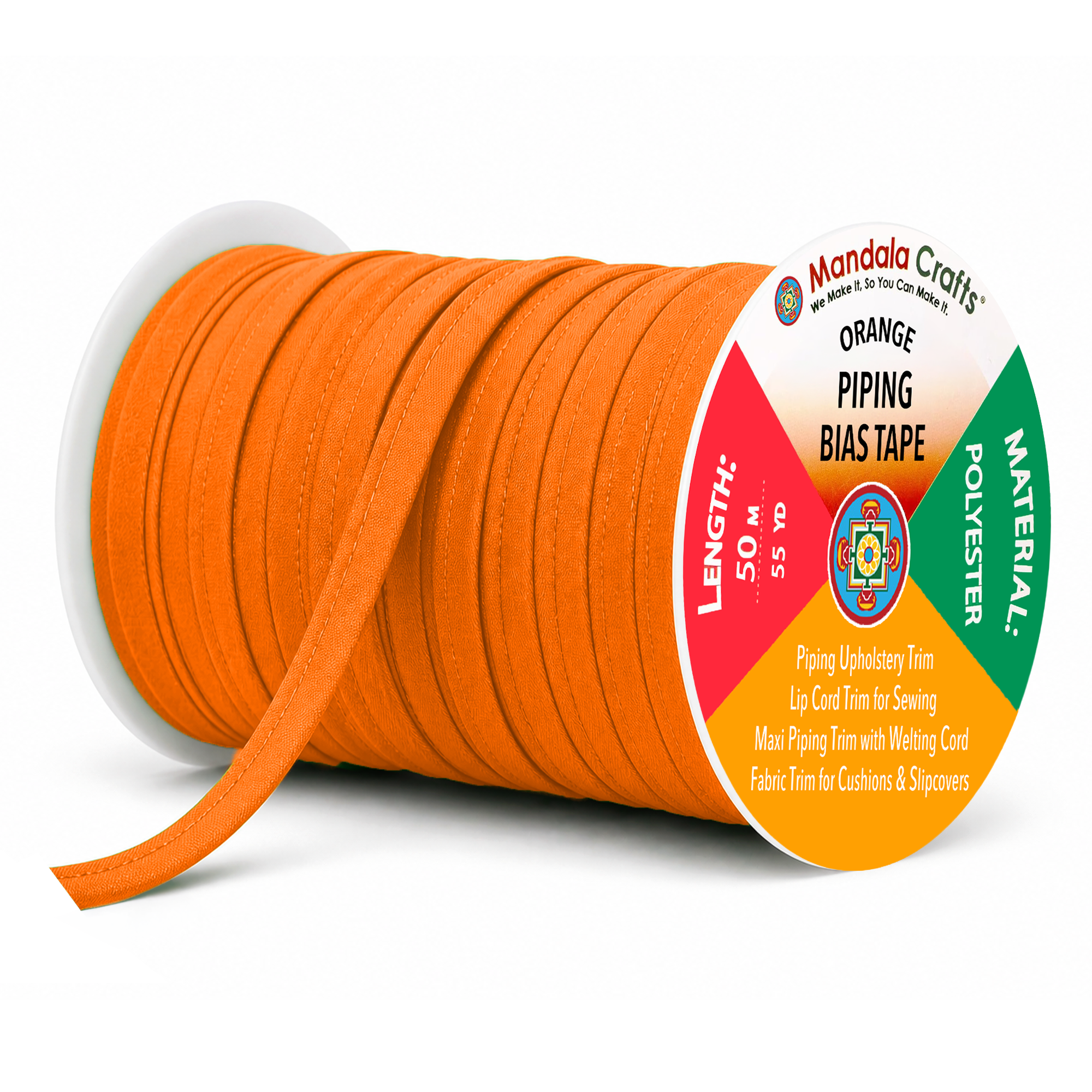 55 Yards Maxi Piping Trim with Welting Cord - 1/2 Inch Maxi Piping Bias Tape for Sewing - Lip Cord Trim by The Yard for Upholstery Trimming