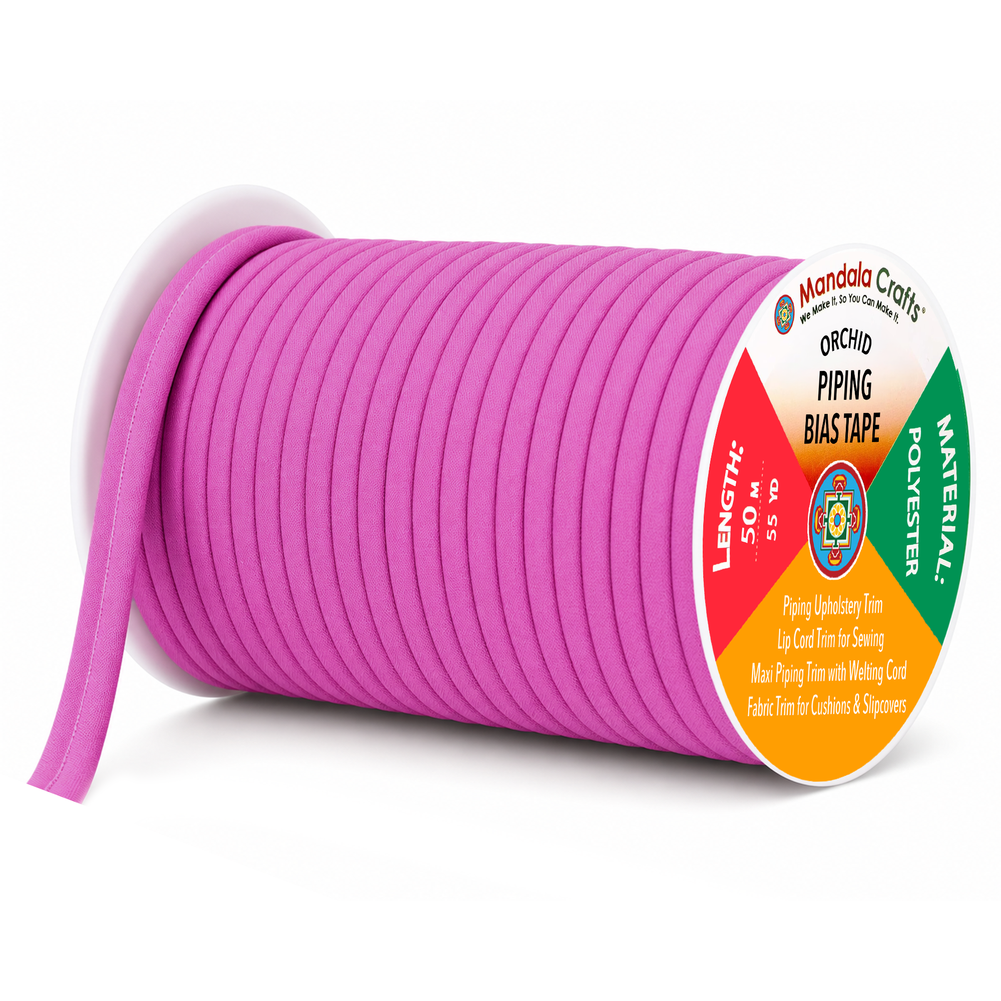 55 Yards Maxi Piping Trim with Welting Cord - 1/2 Inch Maxi Piping Bias Tape for Sewing - Lip Cord Trim by The Yard for Upholstery Trimming
