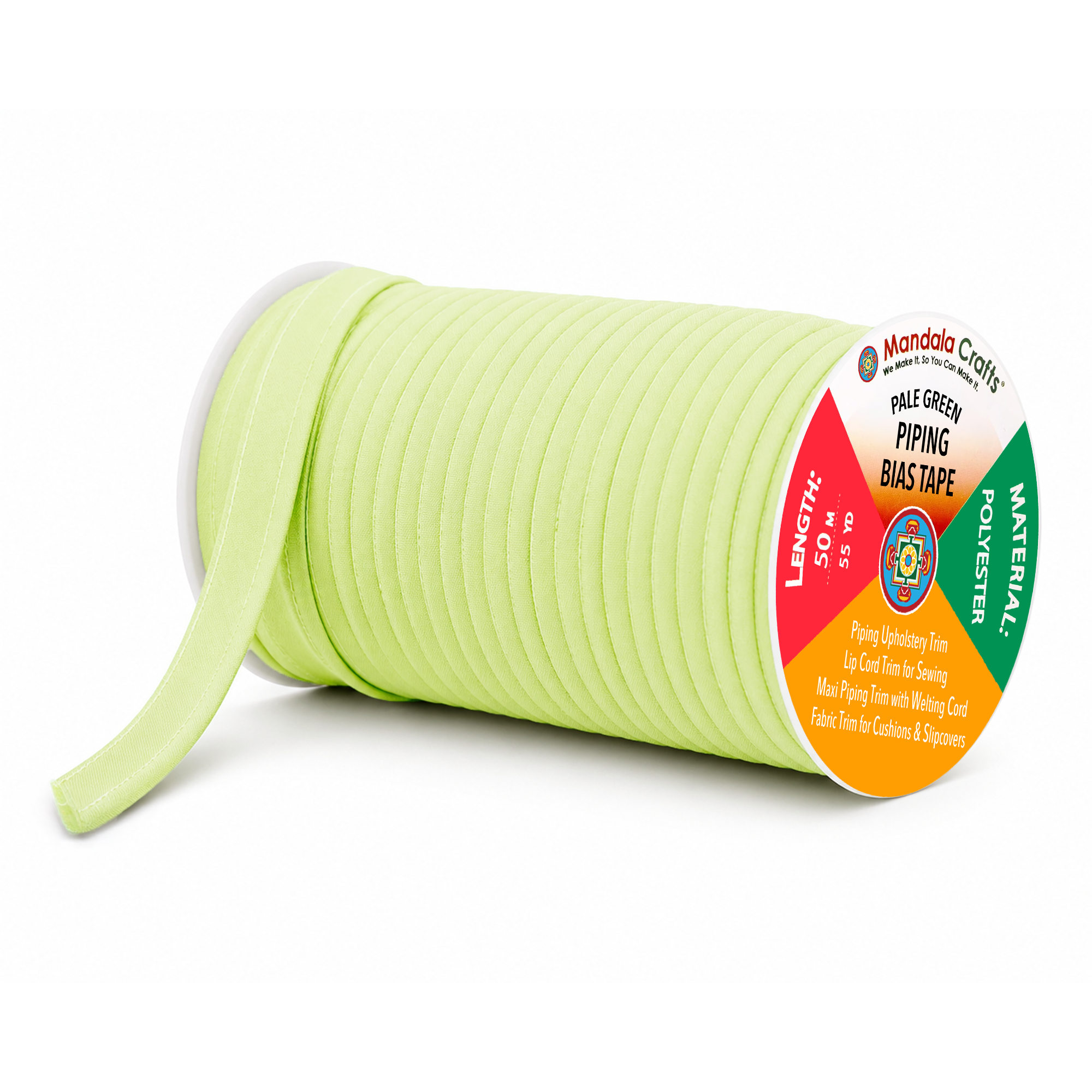 55 Yards Maxi Piping Trim with Welting Cord - 1/2 Inch Maxi Piping Bias Tape for Sewing - Lip Cord Trim by The Yard for Upholstery Trimming