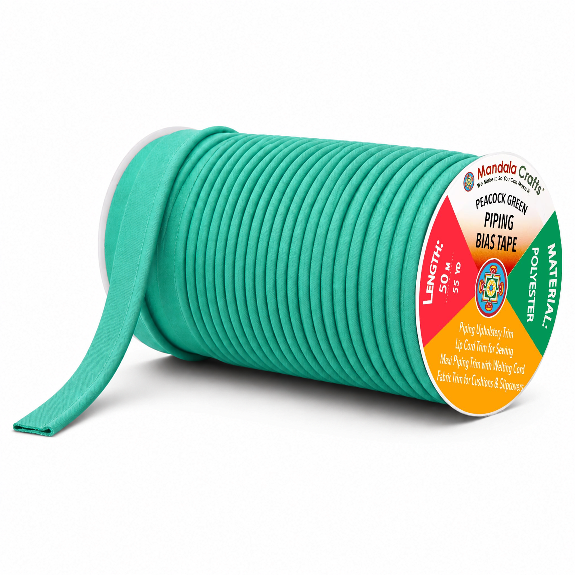 55 Yards Maxi Piping Trim with Welting Cord - 1/2 Inch Maxi Piping Bias Tape for Sewing - Lip Cord Trim by The Yard for Upholstery Trimming
