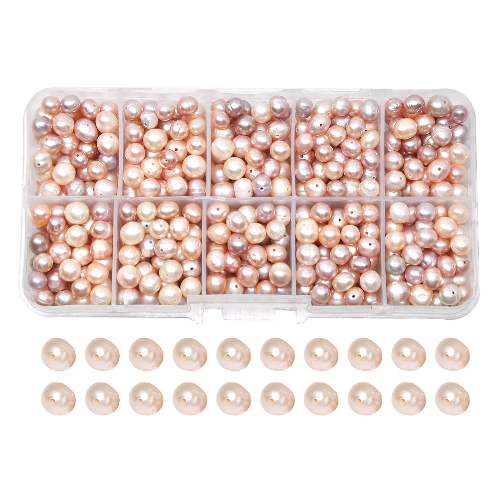 Mudra Crafts Real Freshwater Cultured Pearls for Jewelry Making, Loose Bulk Predrilled Bead Kit